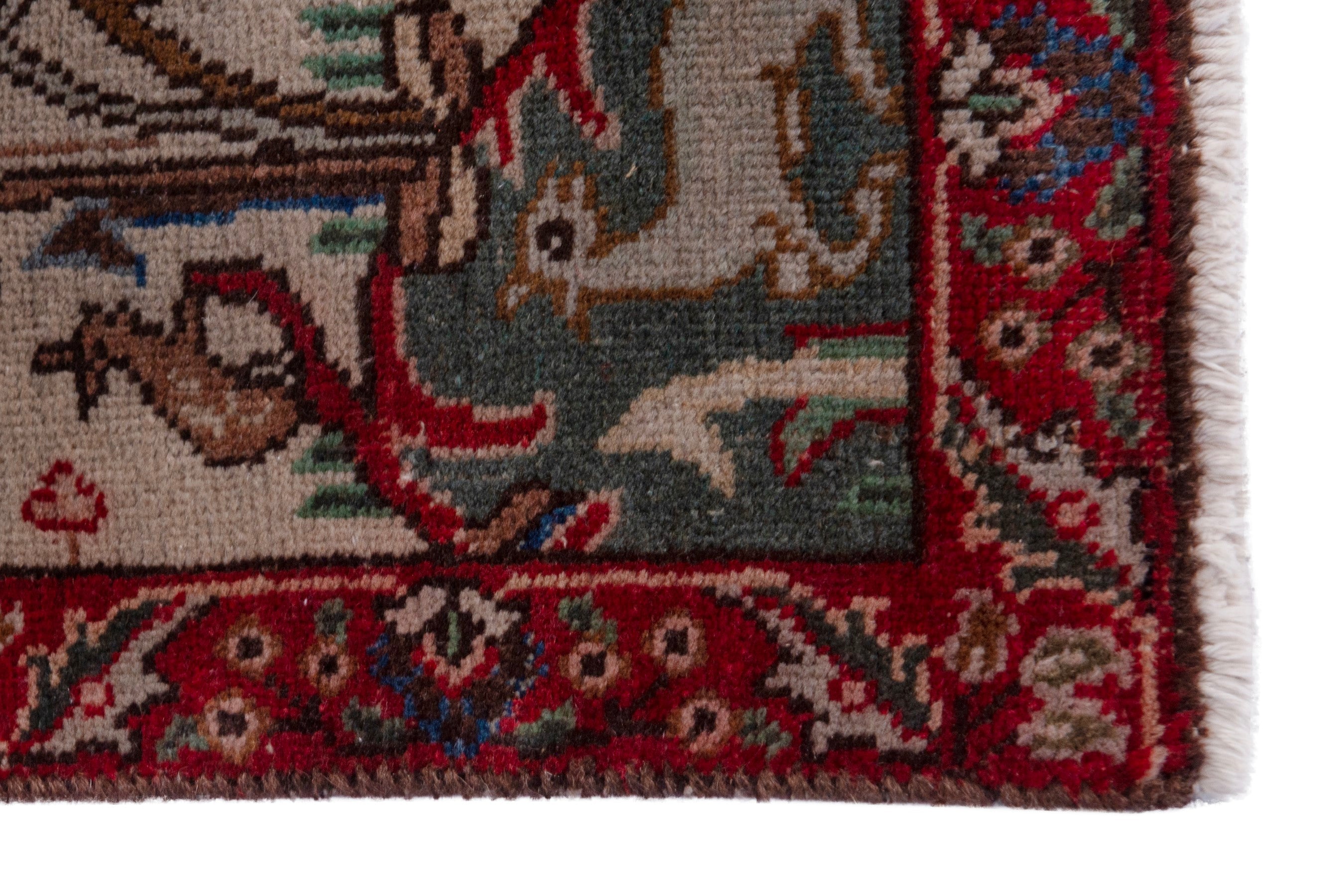 Persian Tabriz accent rug in deep red and cream, view 4 of 7