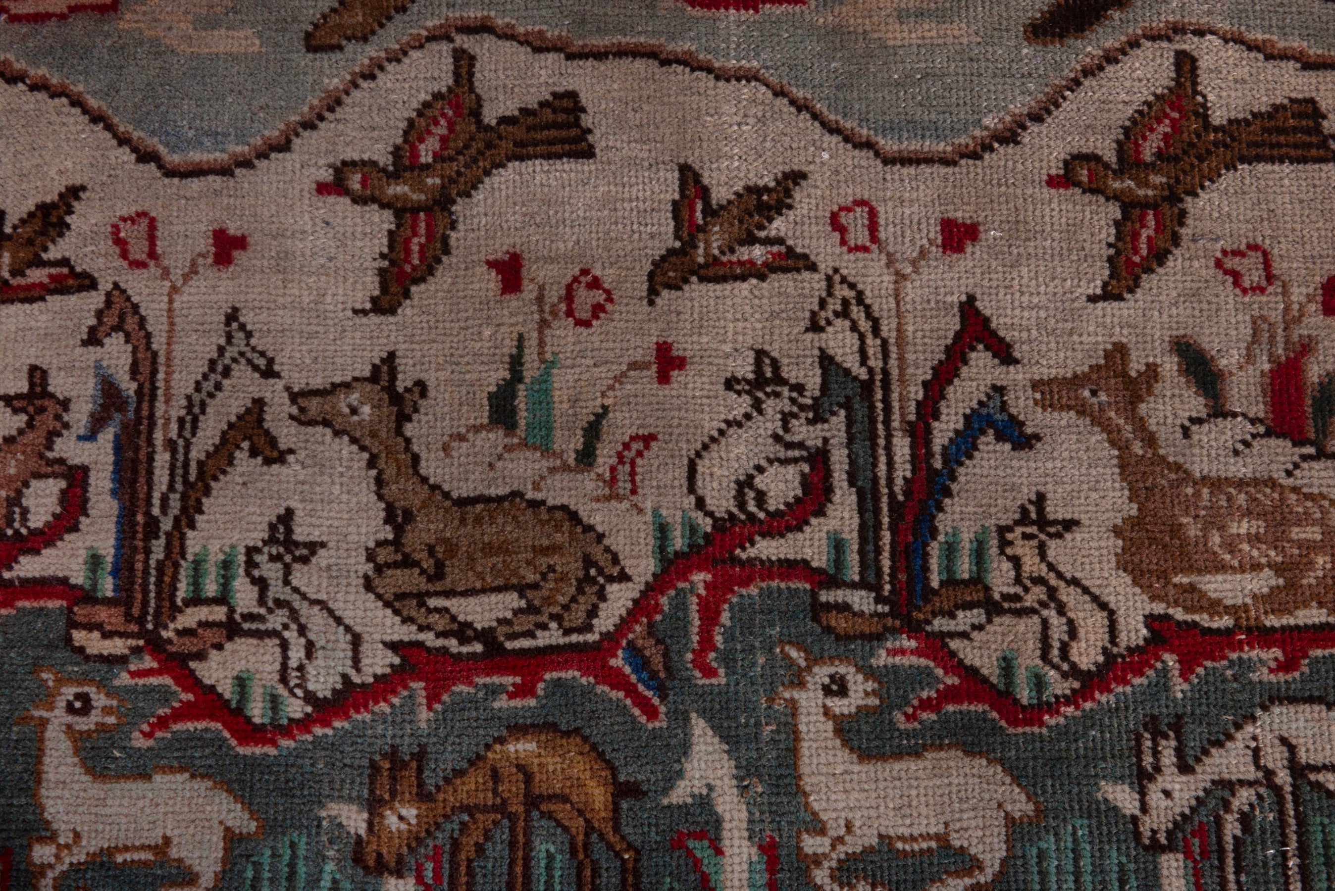 Persian Tabriz accent rug in deep red and cream, view 6 of 7