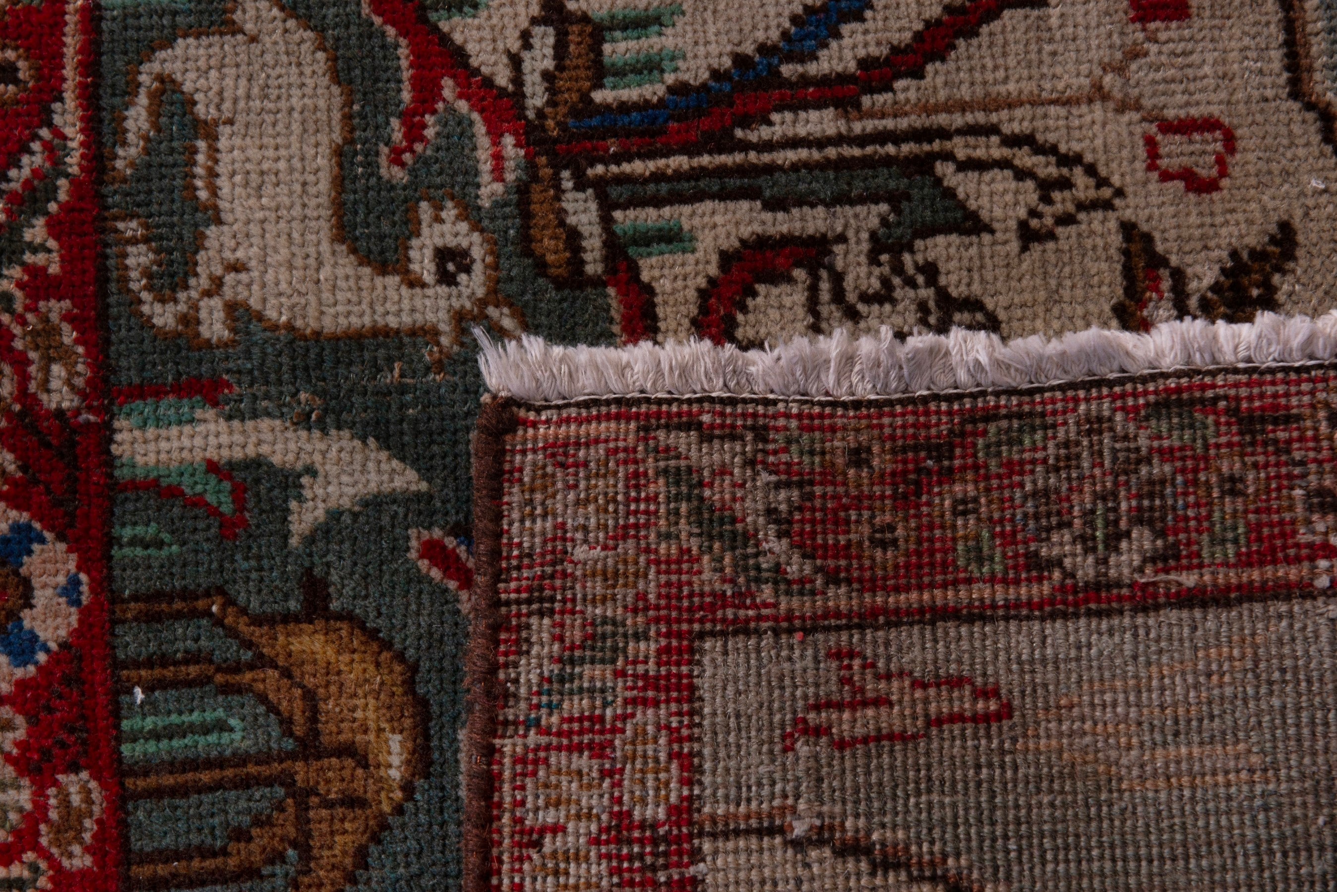 Persian Tabriz accent rug in deep red and cream, view 7 of 7