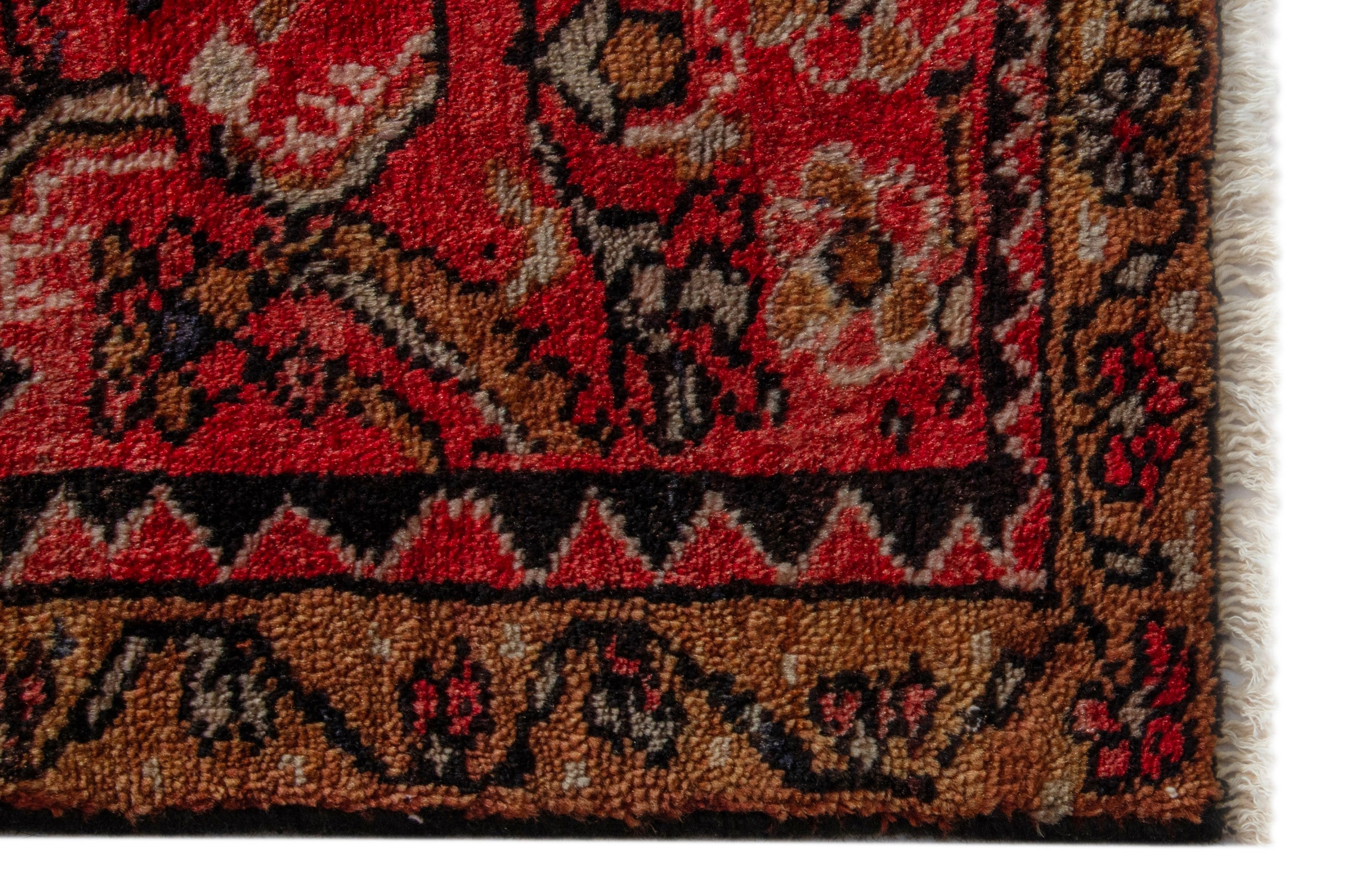 Persian Lilihan accent rug in deep red and terracotta, view 4 of 8