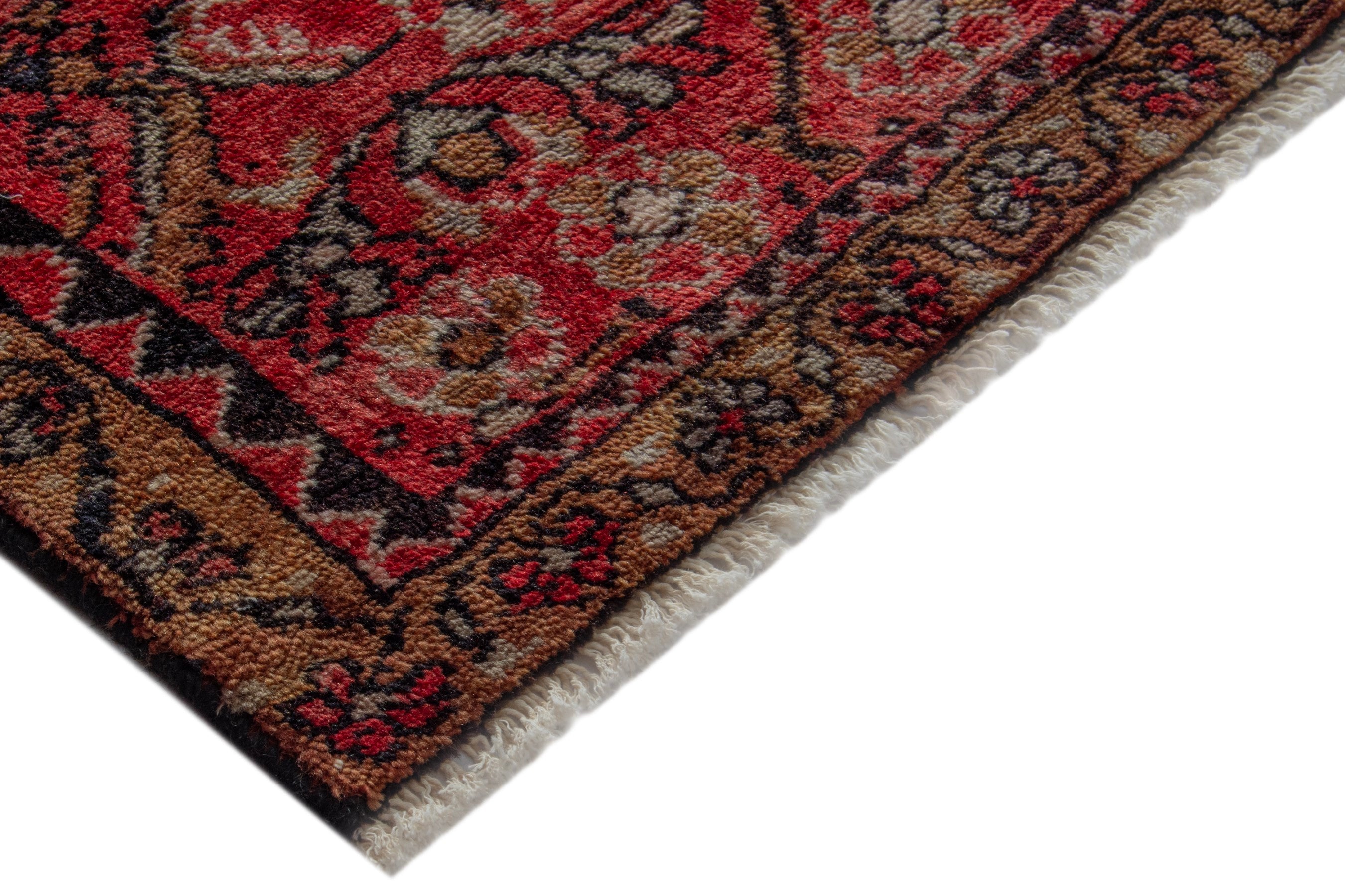 Persian Lilihan accent rug in deep red and terracotta, view 5 of 8