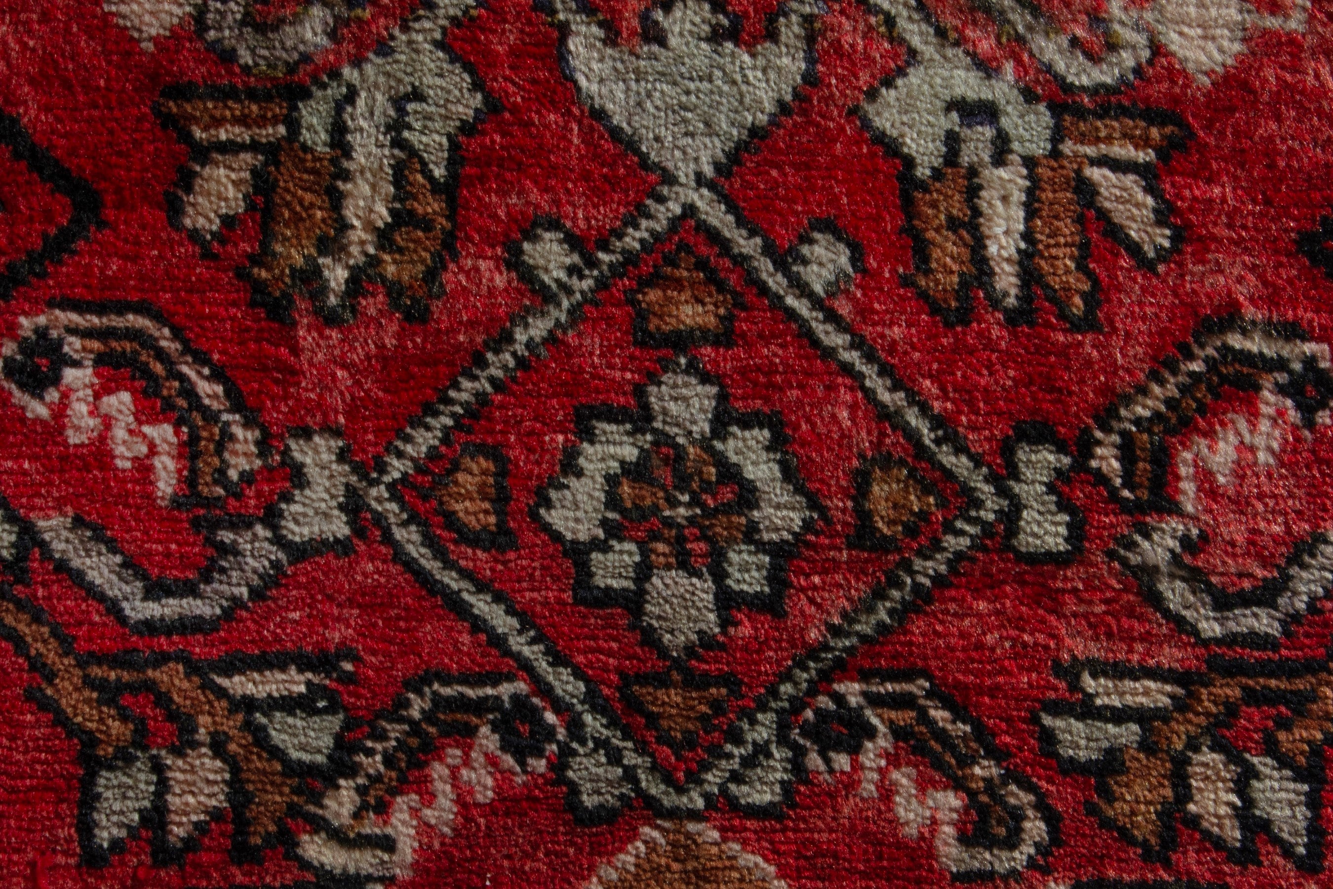 Persian Lilihan accent rug in deep red and terracotta, view 6 of 8