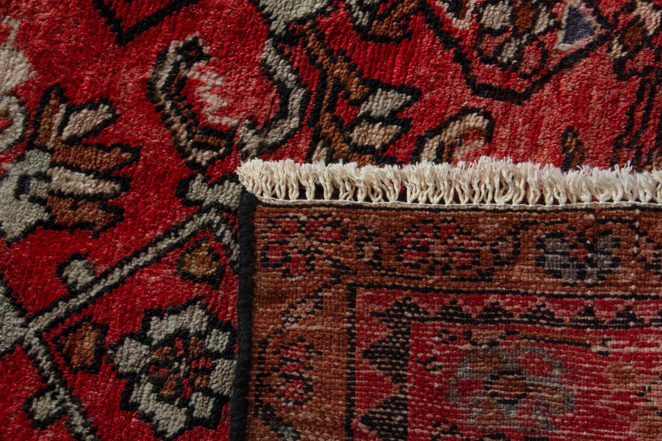 Persian Lilihan accent rug in deep red and terracotta, view 8 of 8