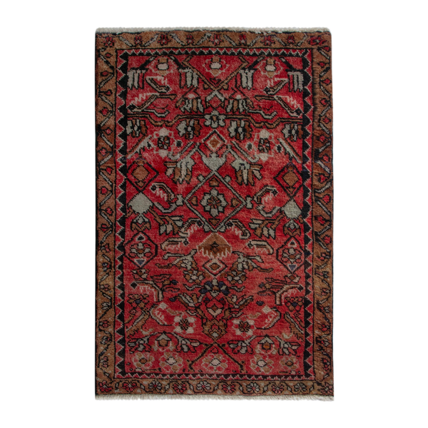 Persian Lilihan accent rug in deep red and terracotta, 2'4" x 3'6"