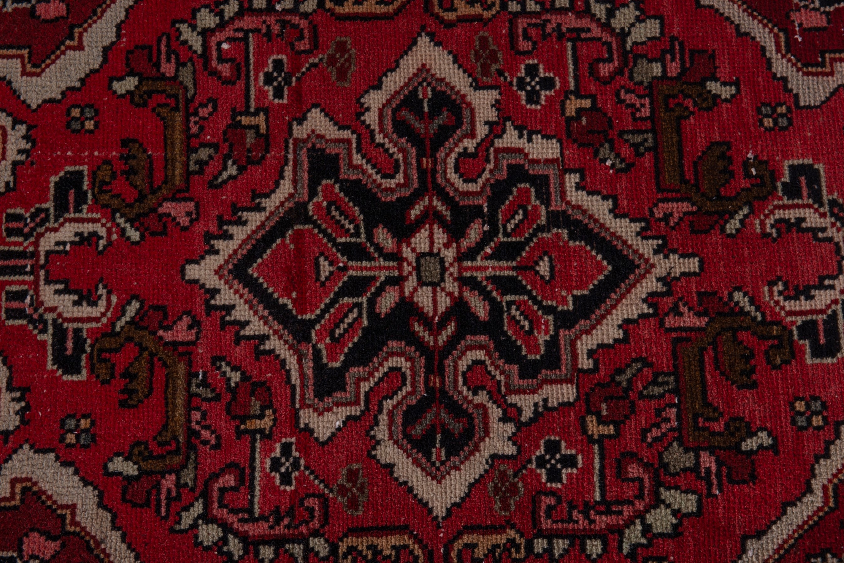 Persian Hamedan accent rug in deep red and burgundy, view 6 of 7