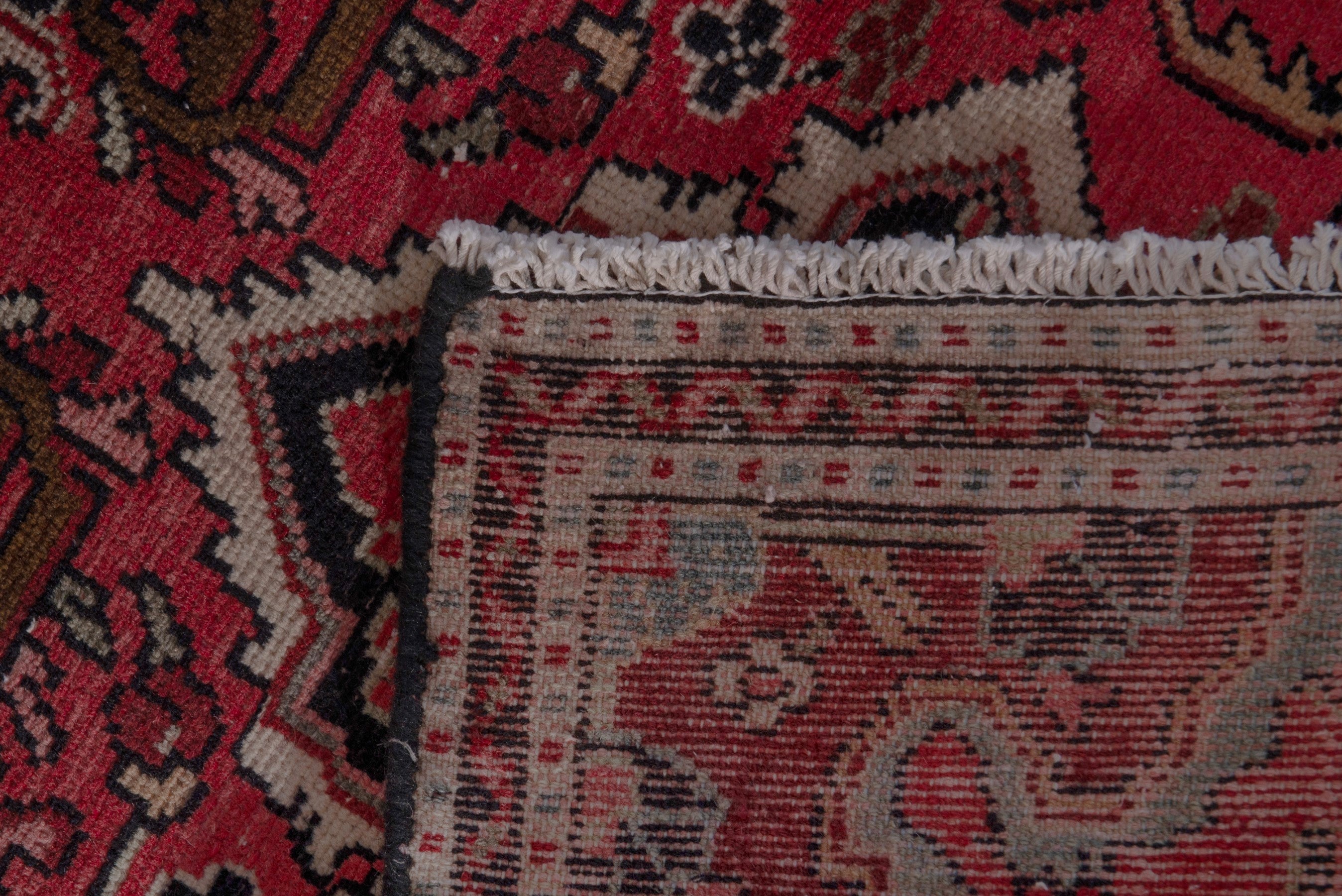 Persian Hamedan accent rug in deep red and burgundy, view 7 of 7