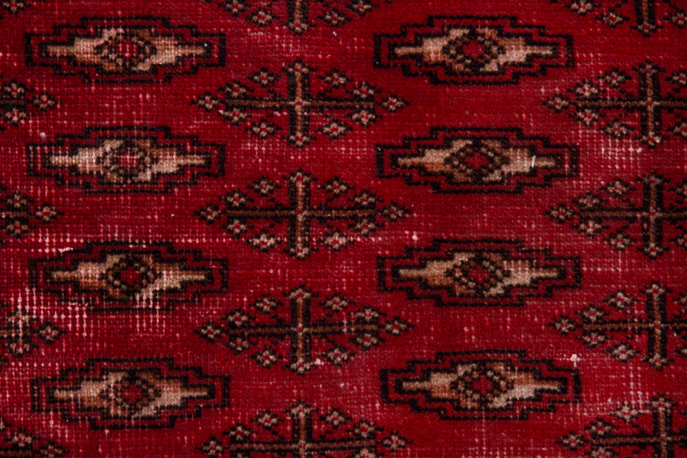 Persian Torkaman accent rug in deep red and dark brown, view 6 of 7