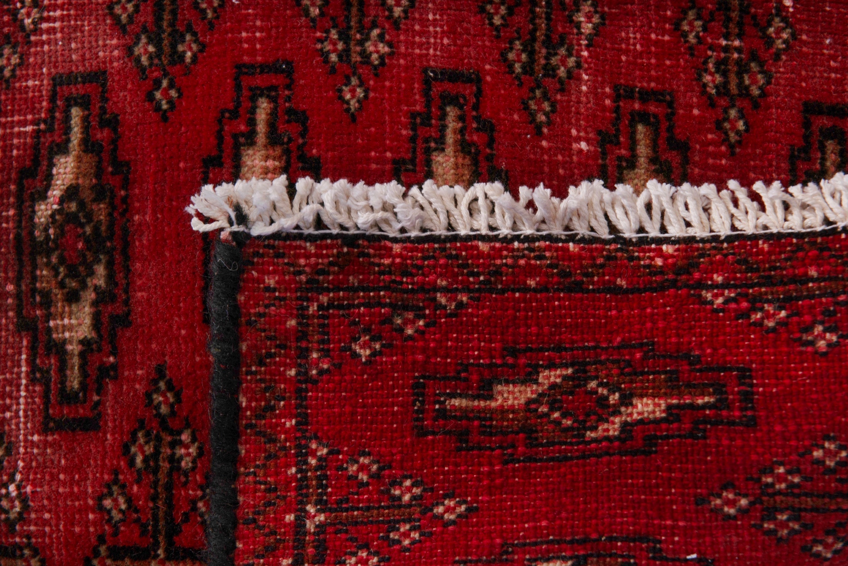 Persian Torkaman accent rug in deep red and dark brown, view 7 of 7