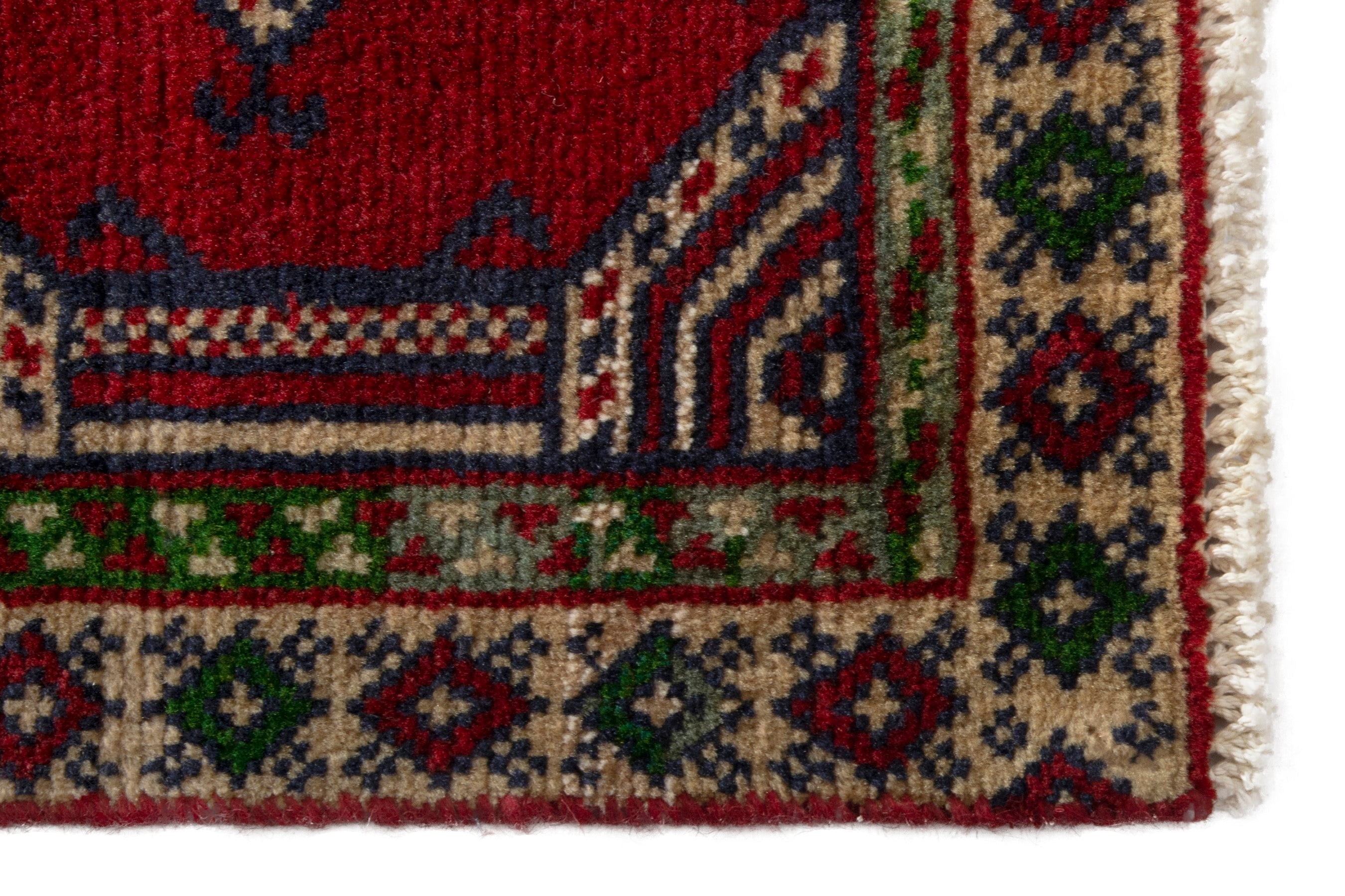 Persian Torkaman accent rug in deep red and burgundy, view 4 of 8