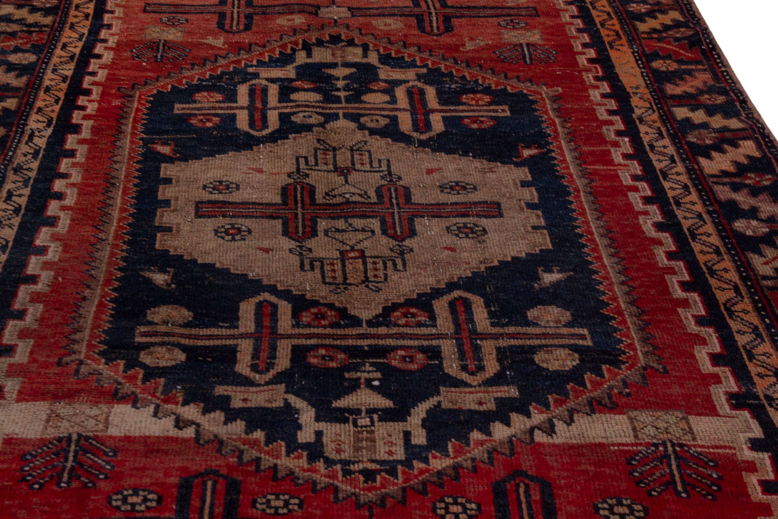 Persian Lori area rug in rust and dark blue, view 10 of 21