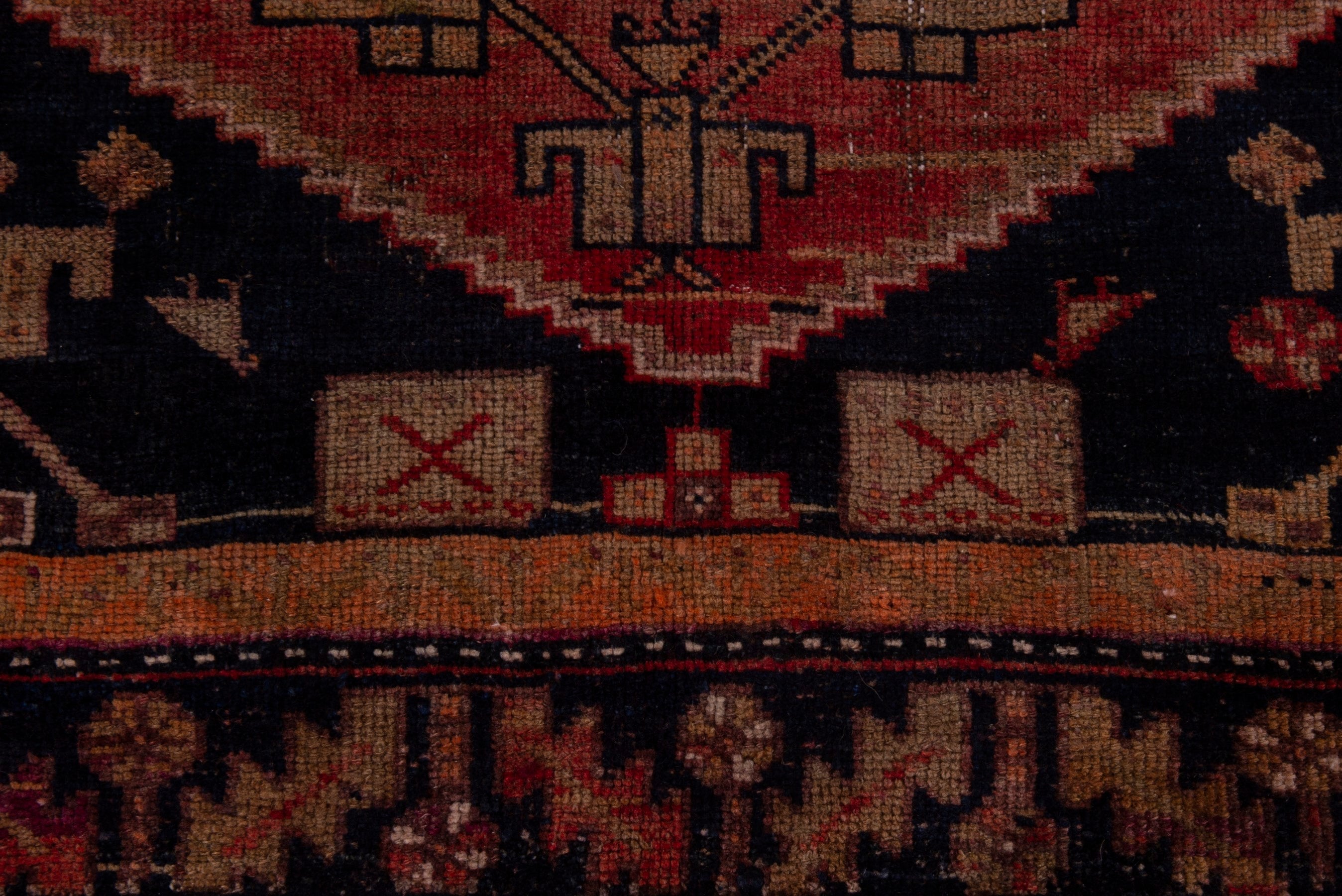 Persian Lori area rug in rust and dark blue, view 12 of 21