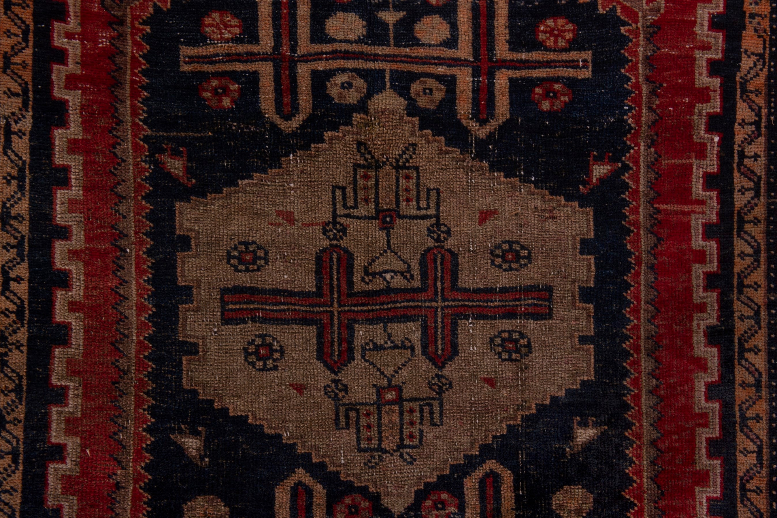 Persian Lori area rug in rust and dark blue, view 14 of 21