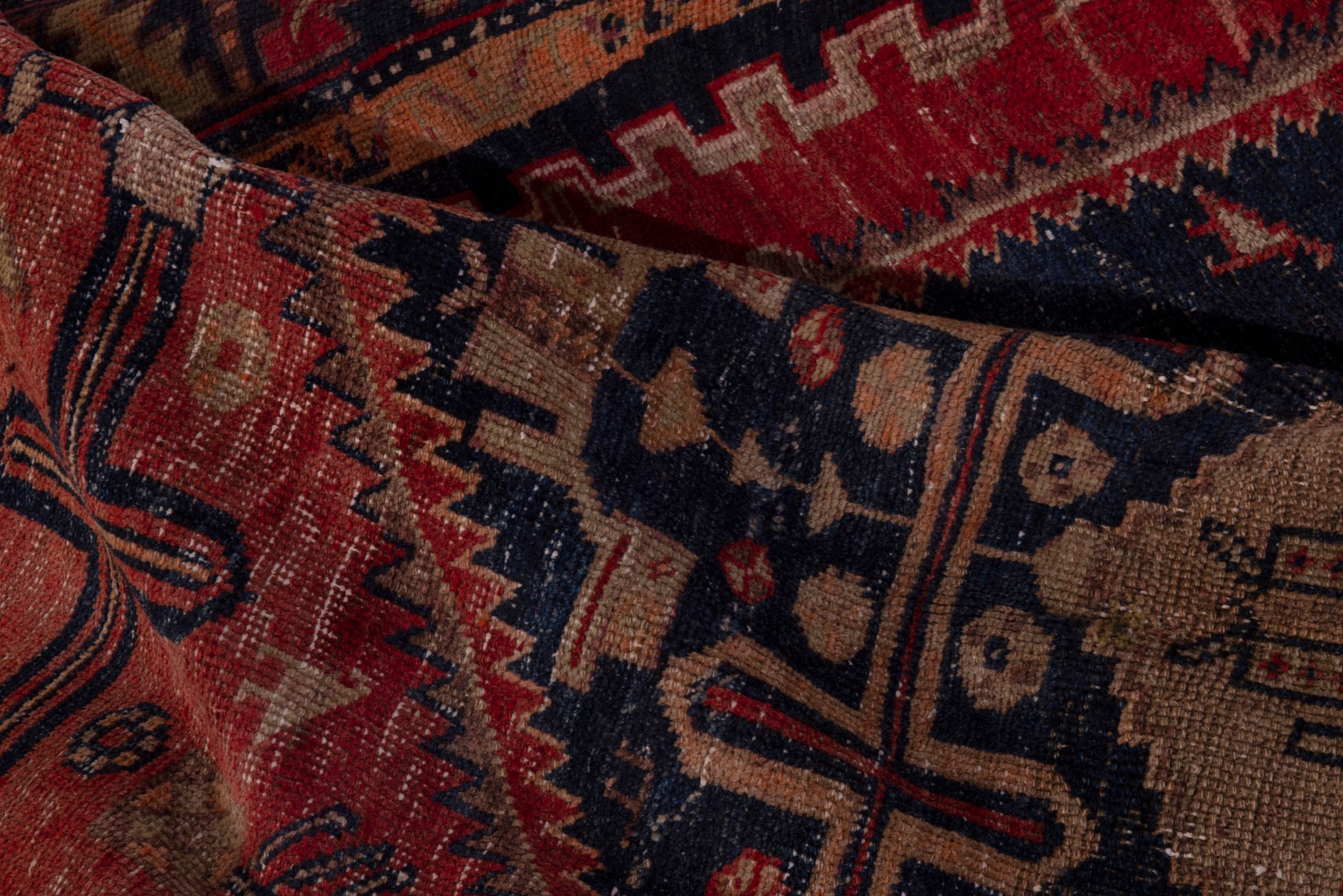 Persian Lori area rug in rust and dark blue, view 20 of 21