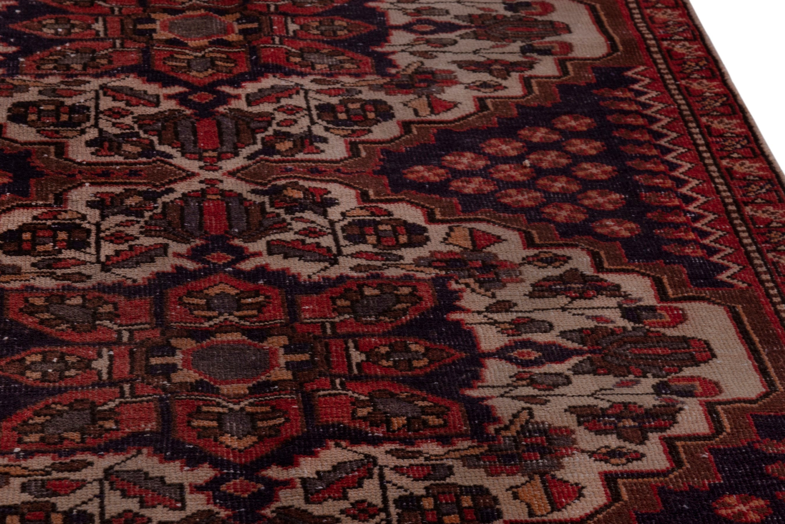Persian Bakhtiari area rug in navy and cream, view 10 of 20