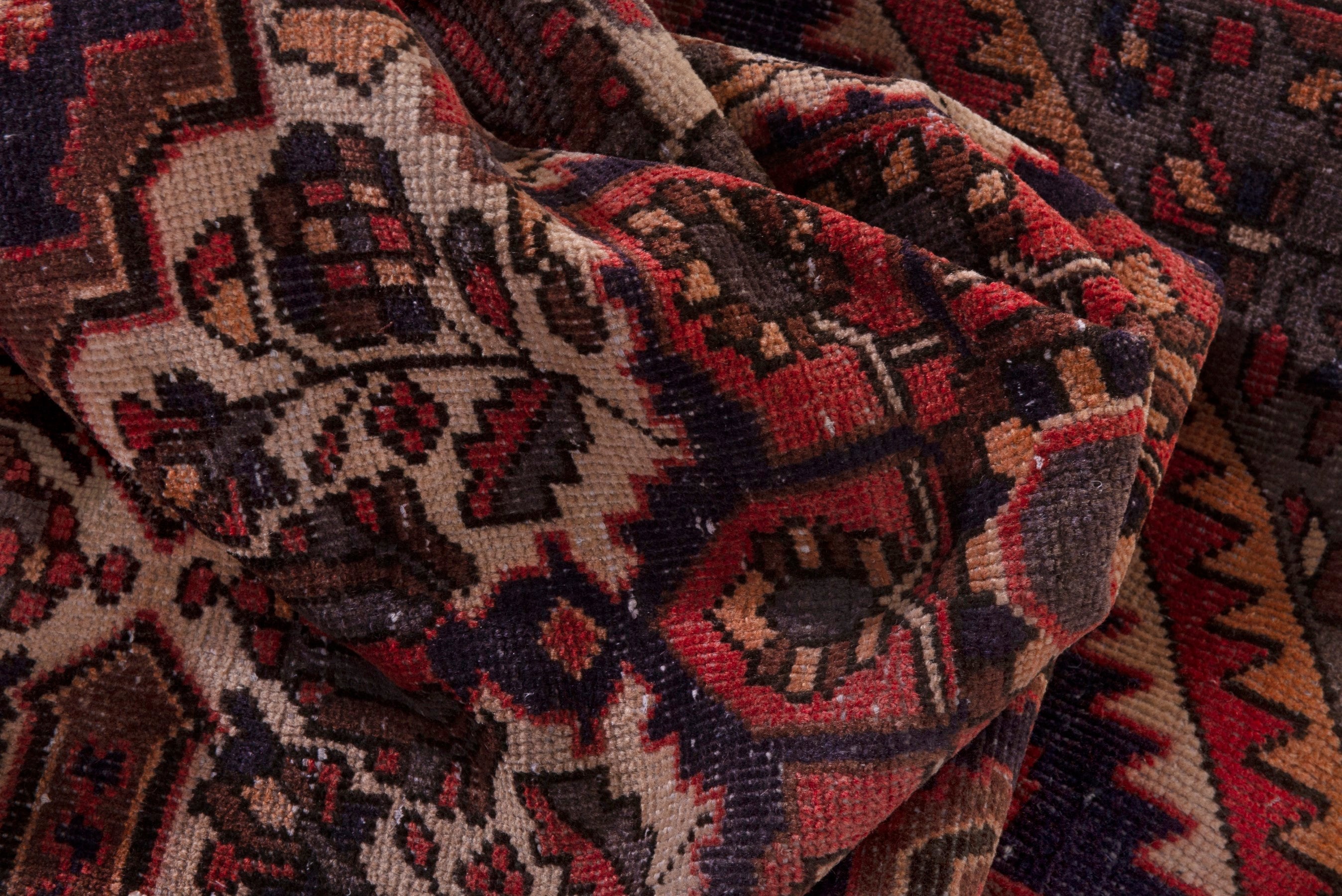 Persian Bakhtiari area rug in navy and cream, view 17 of 20