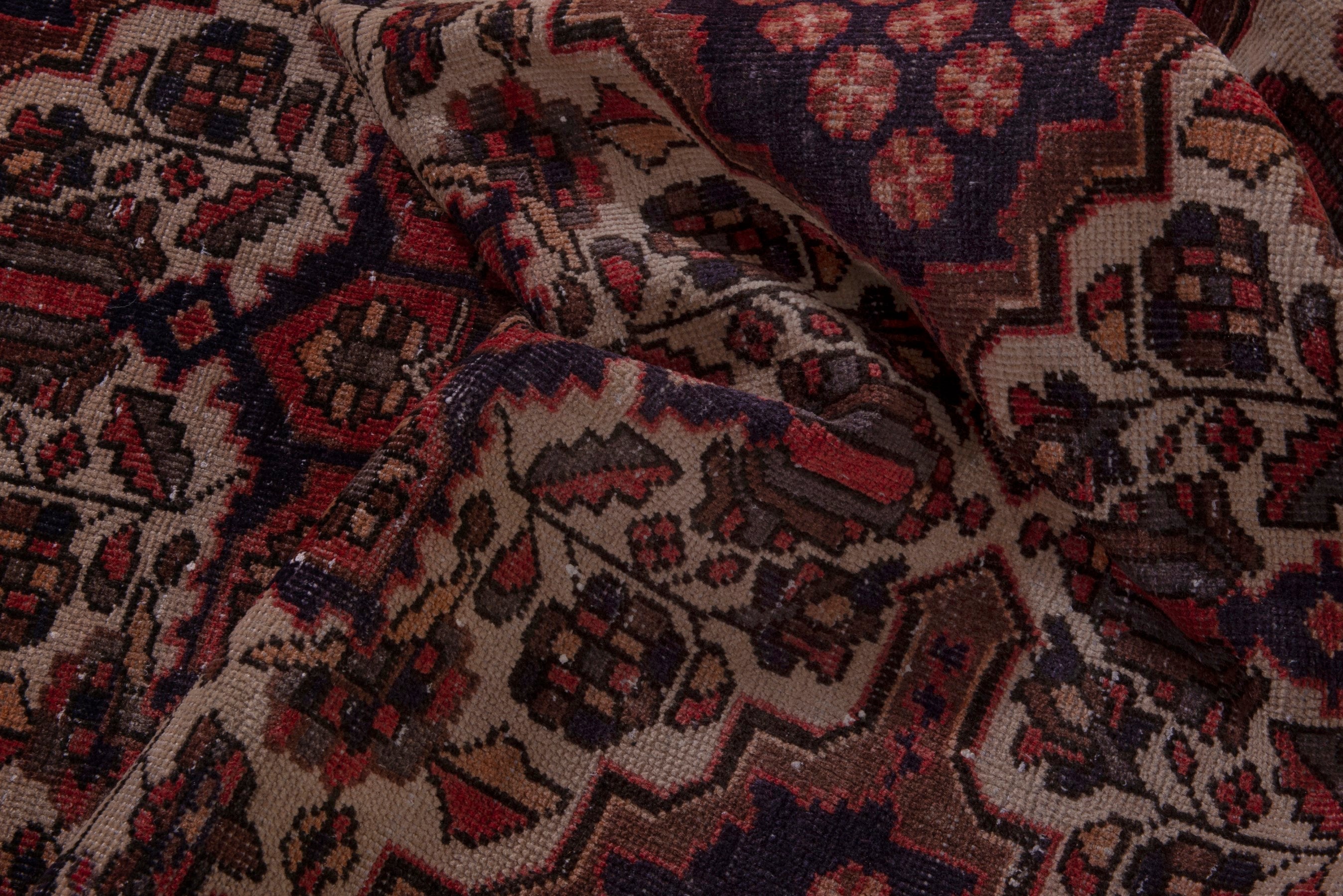 Persian Bakhtiari area rug in navy and cream, view 18 of 20