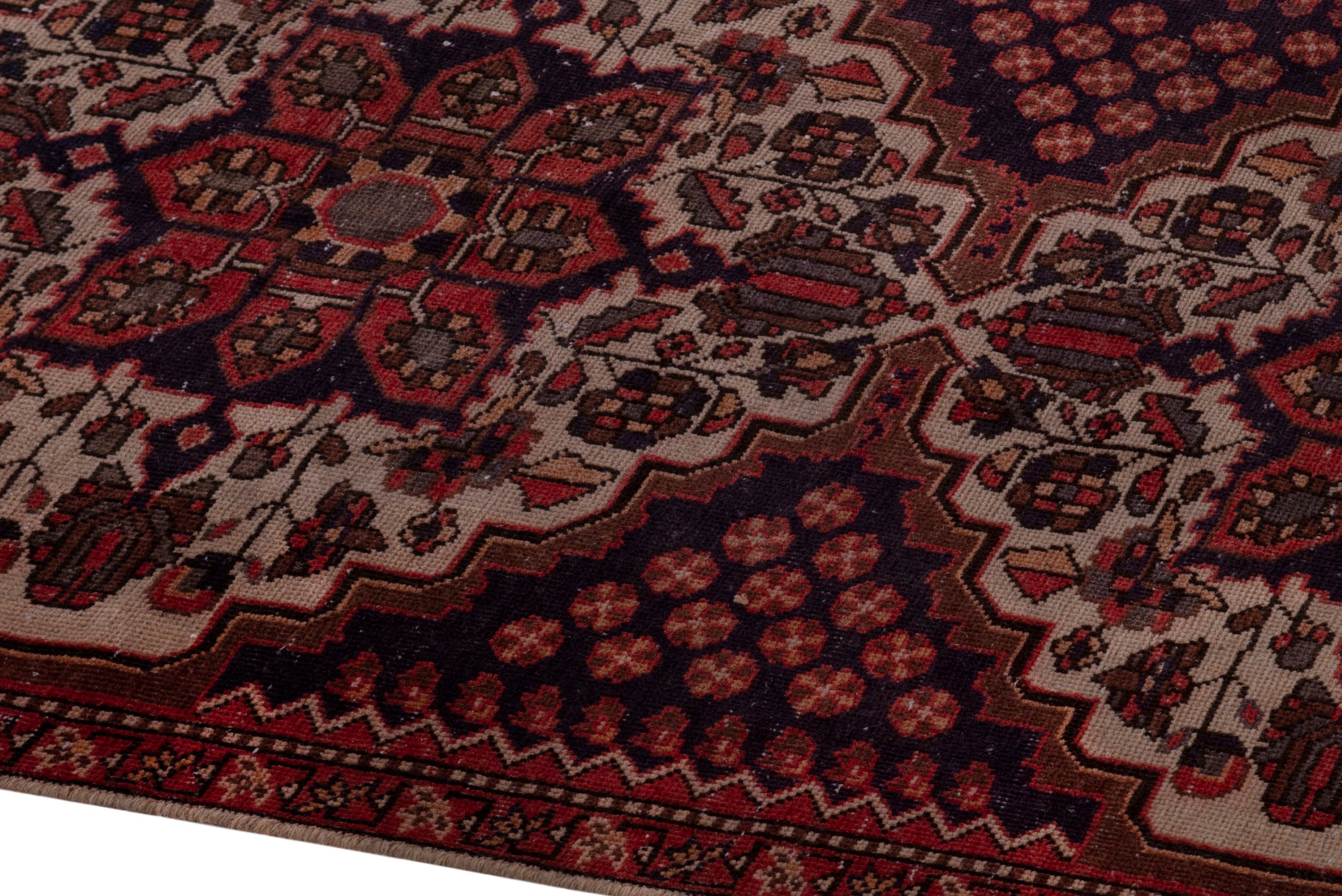 Persian Bakhtiari area rug in navy and cream, view 8 of 20
