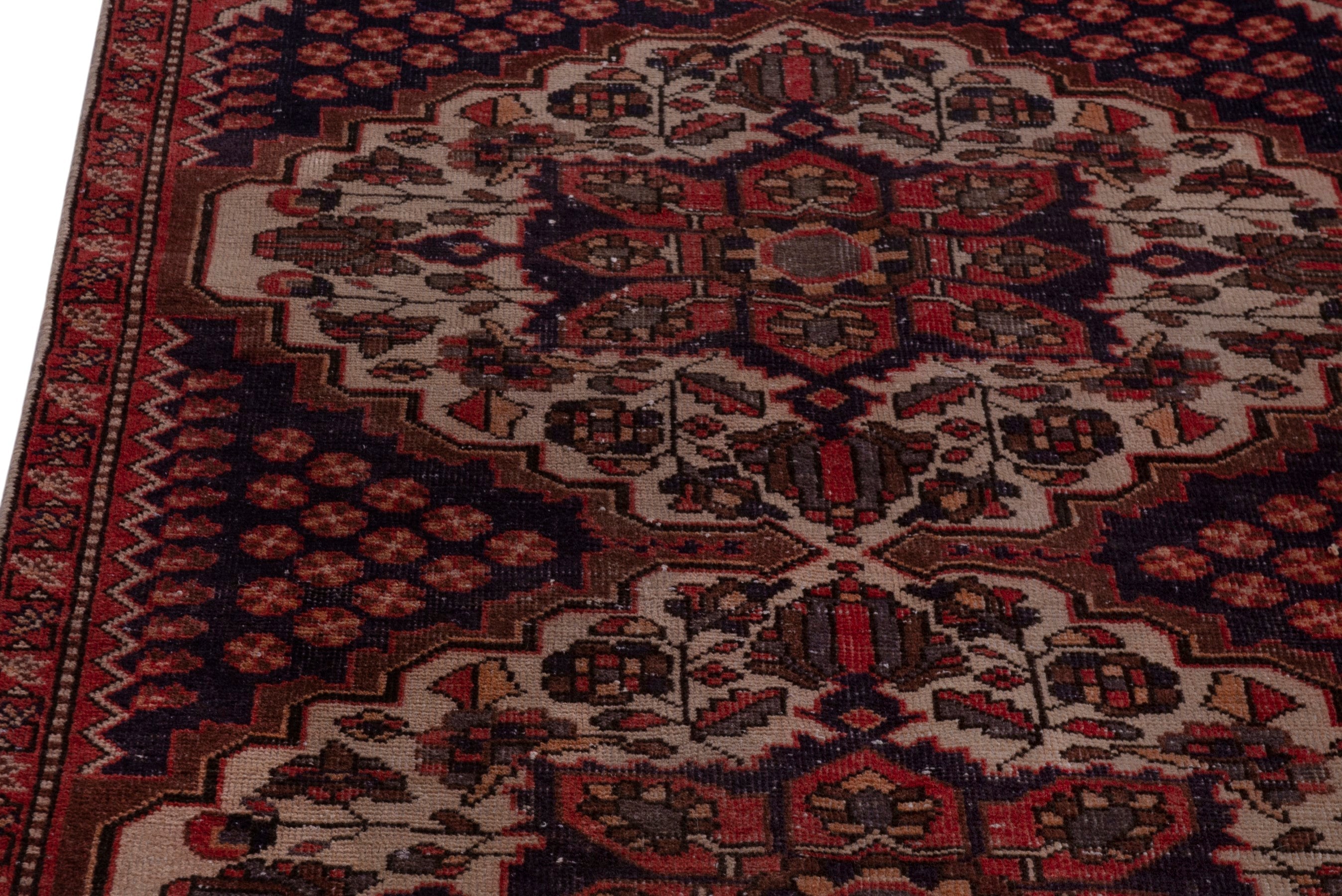 Persian Bakhtiari area rug in navy and cream, view 9 of 20