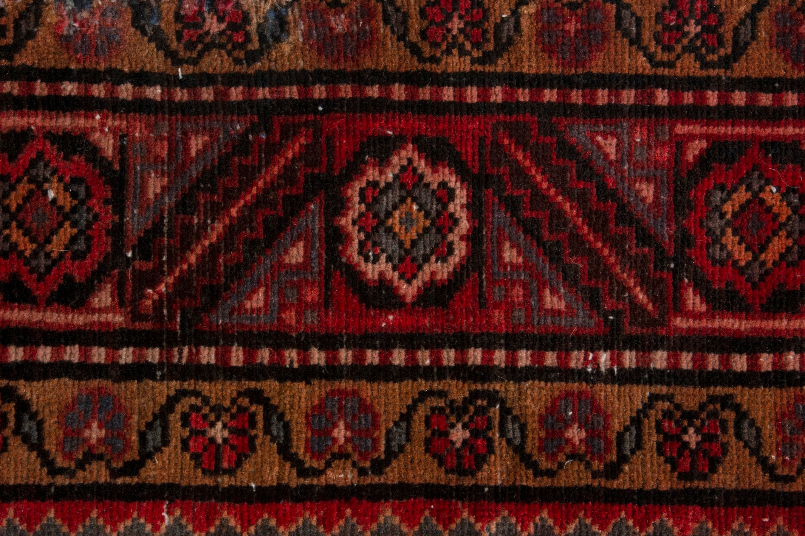 Persian Hamedan area rug in deep red and cream, view 13 of 18