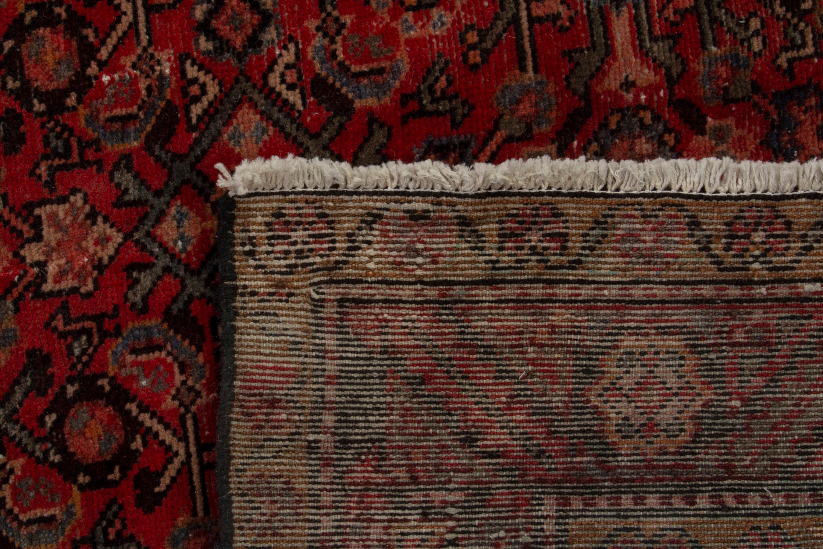 Persian Hamedan area rug in deep red and cream, view 18 of 18