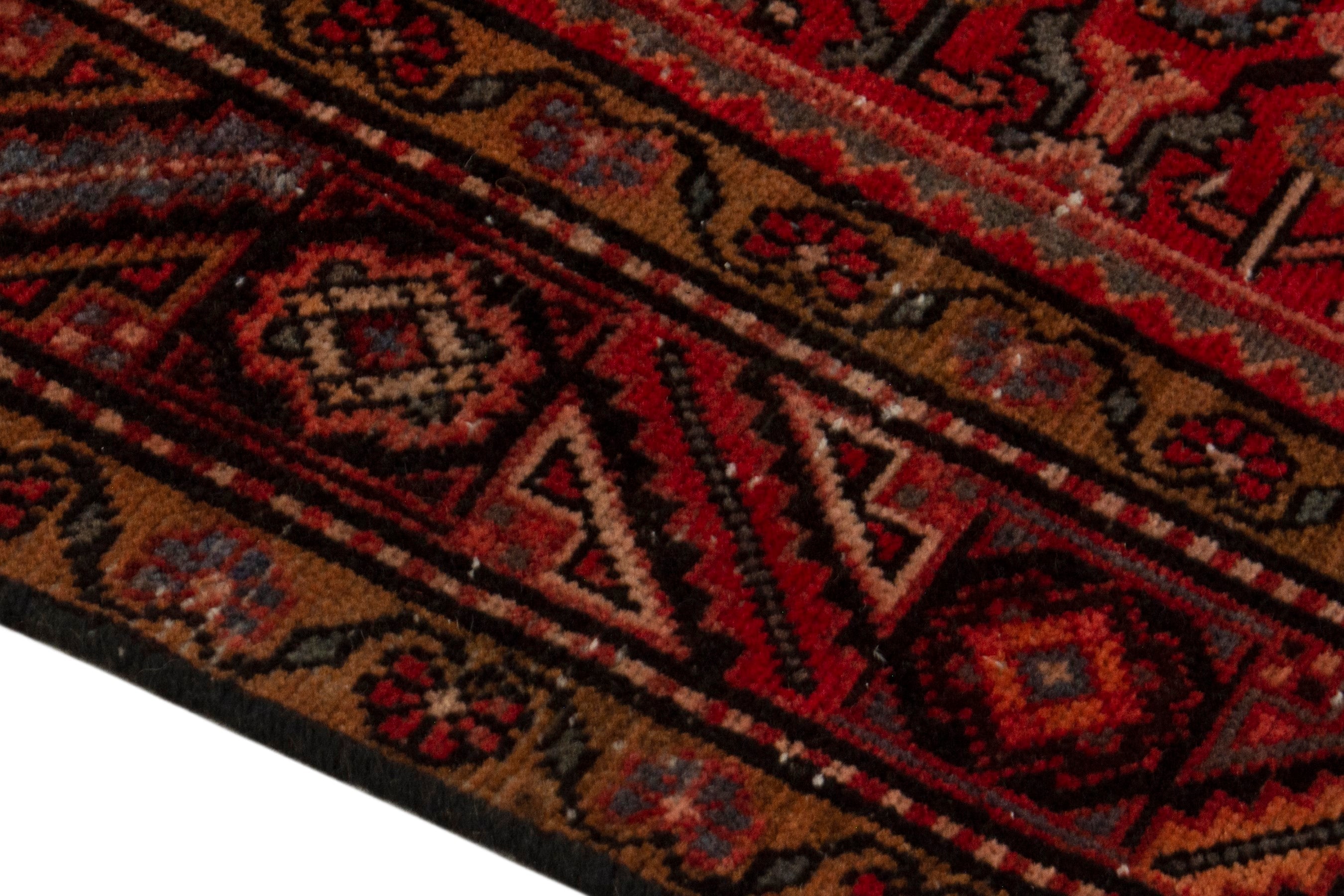 Persian Hamedan area rug in deep red and cream, view 8 of 18