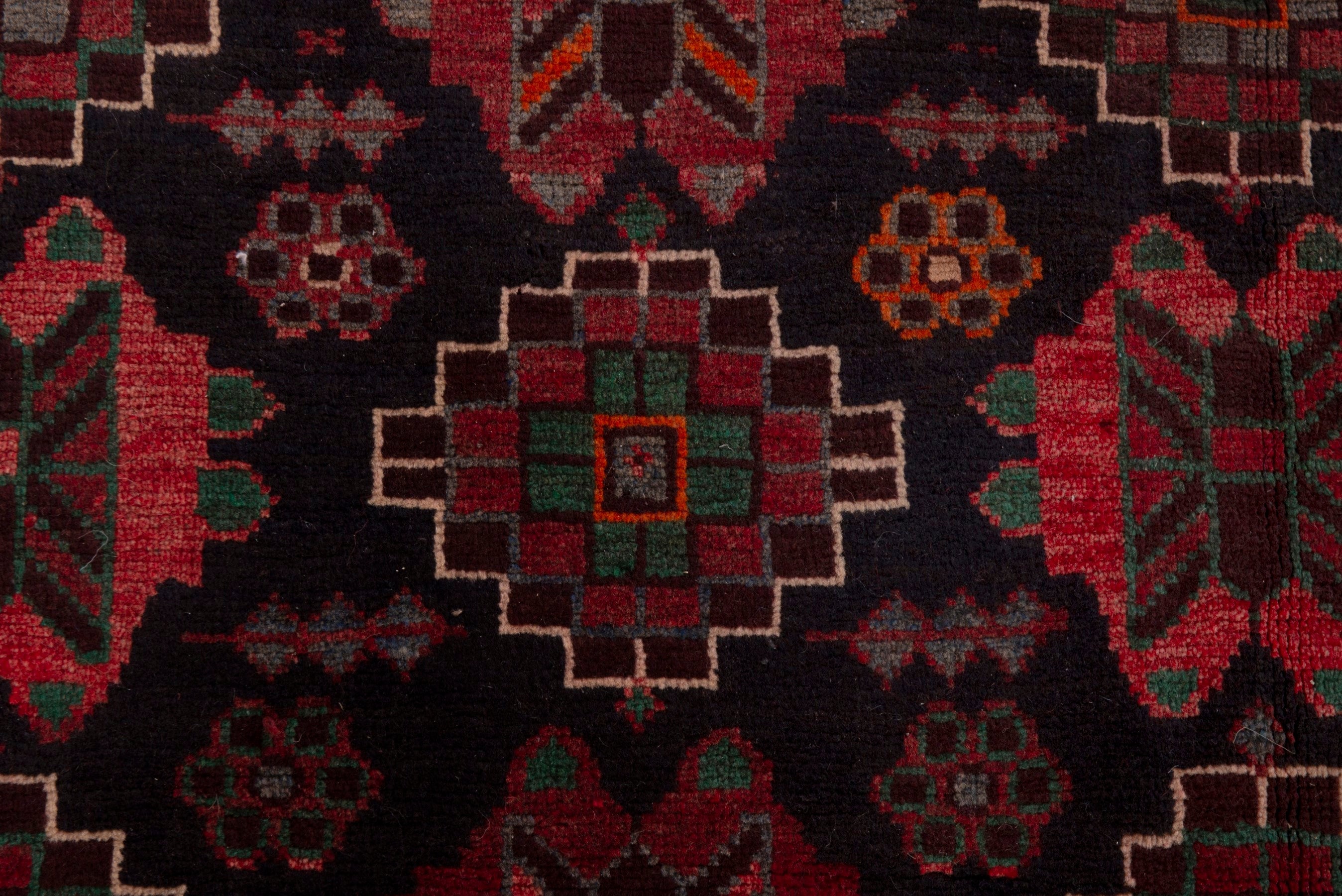 Persian Ferdos area rug in navy and deep red, view 12 of 20