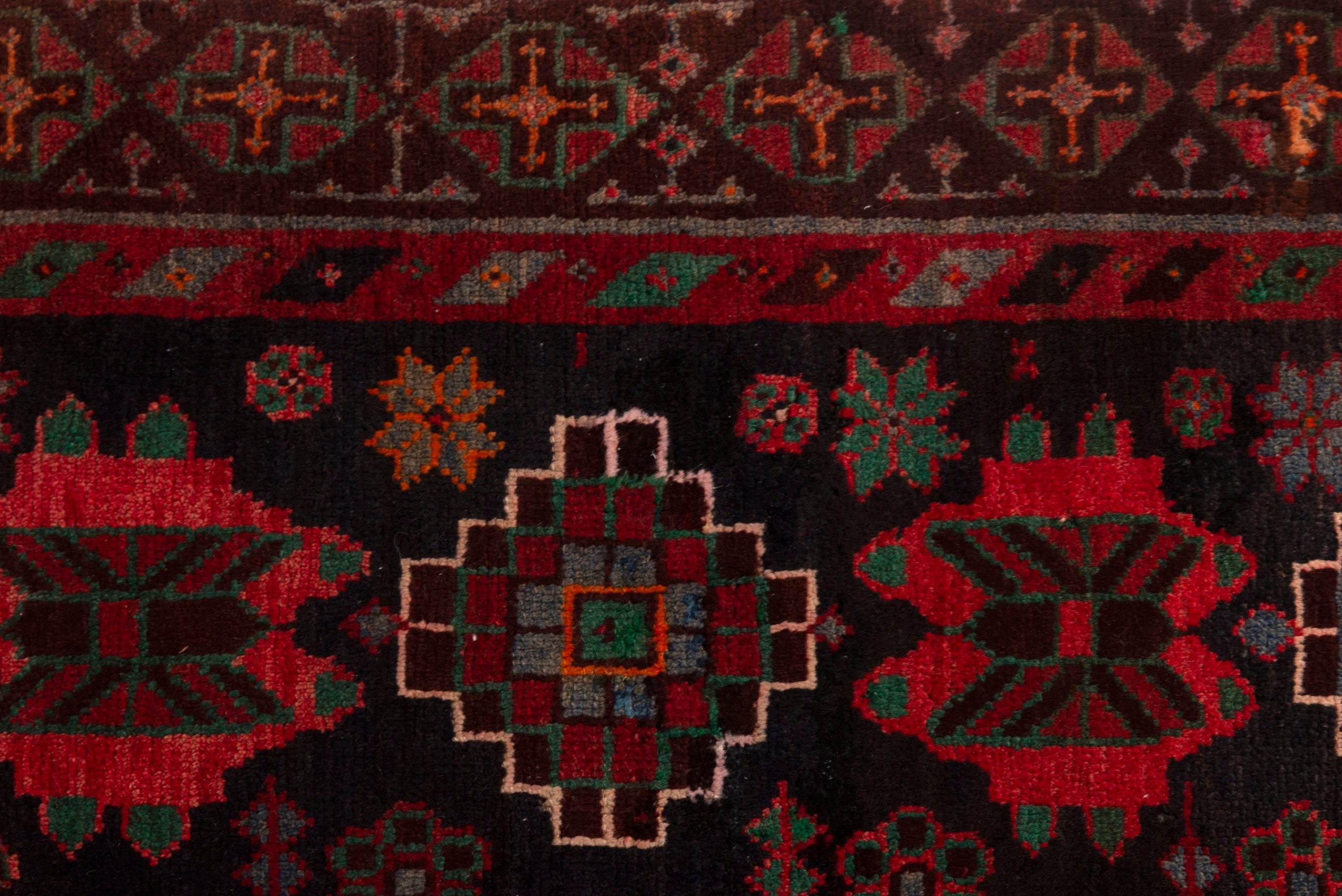 Persian Ferdos area rug in navy and deep red, view 14 of 20