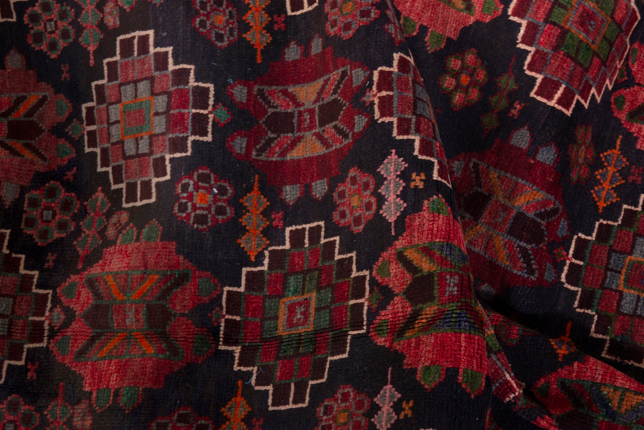 Persian Ferdos area rug in navy and deep red, view 19 of 20
