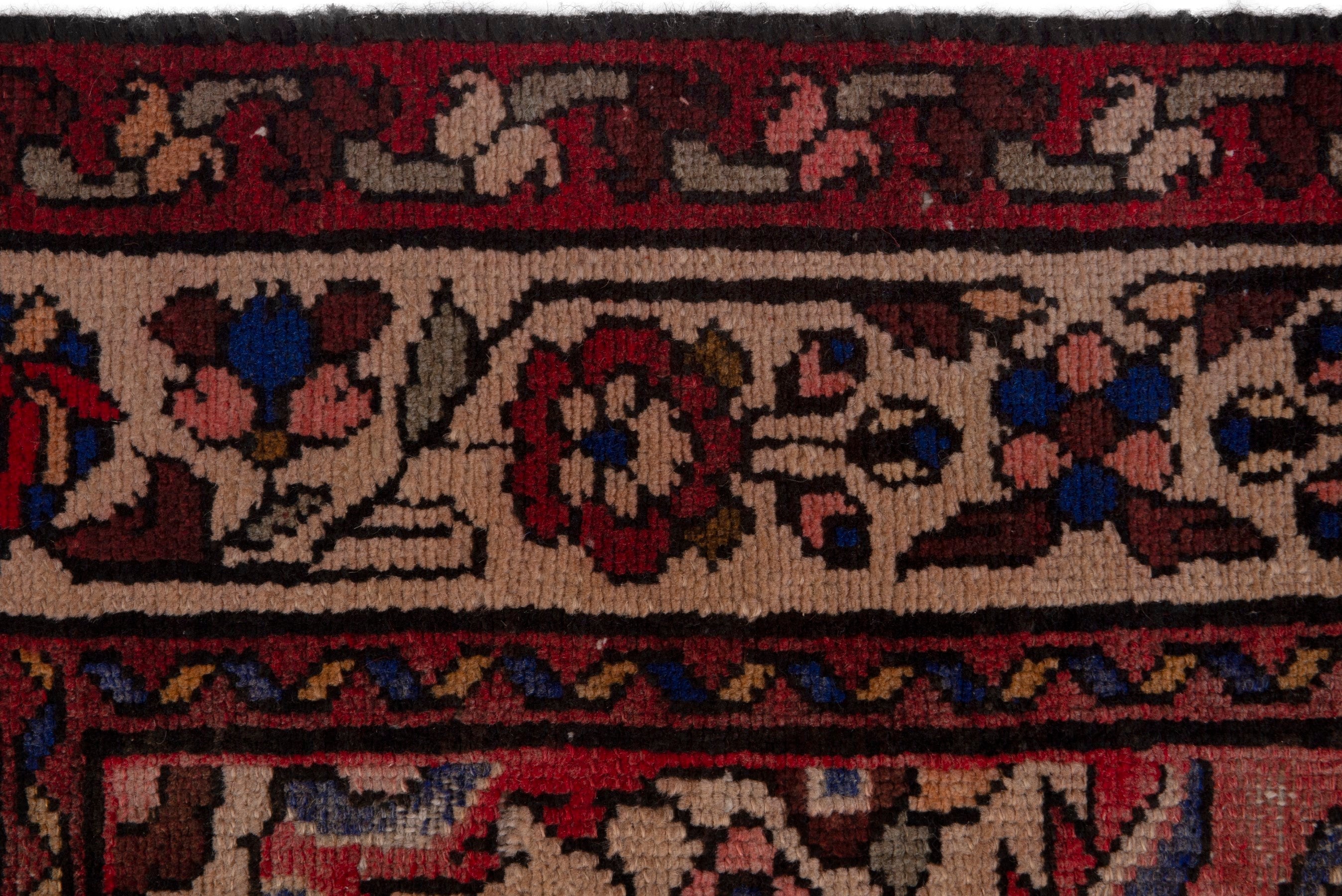 Persian Hamedan runner rug in deep red and cream, view 12 of 18