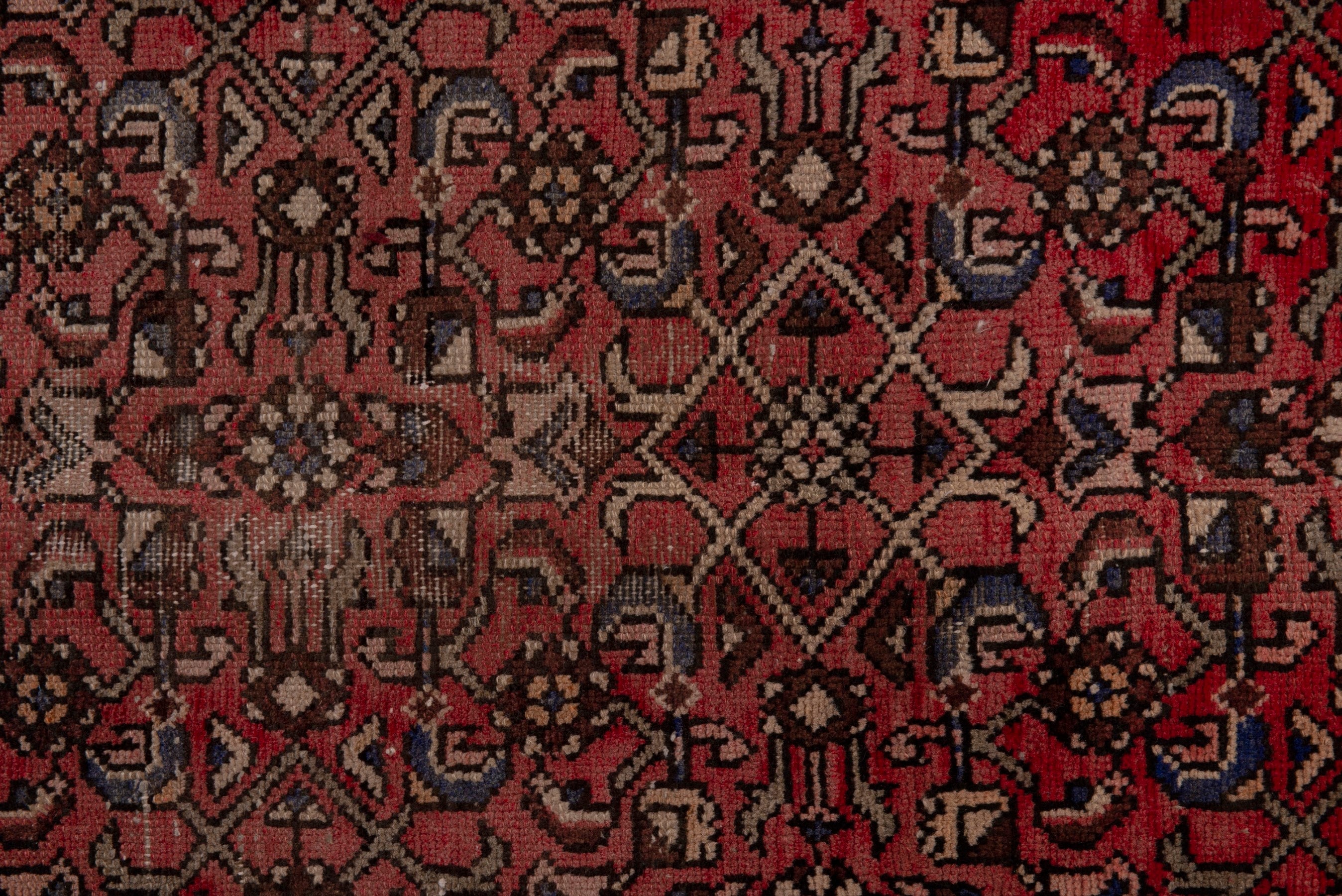 Persian Hamedan runner rug in deep red and cream, view 13 of 18