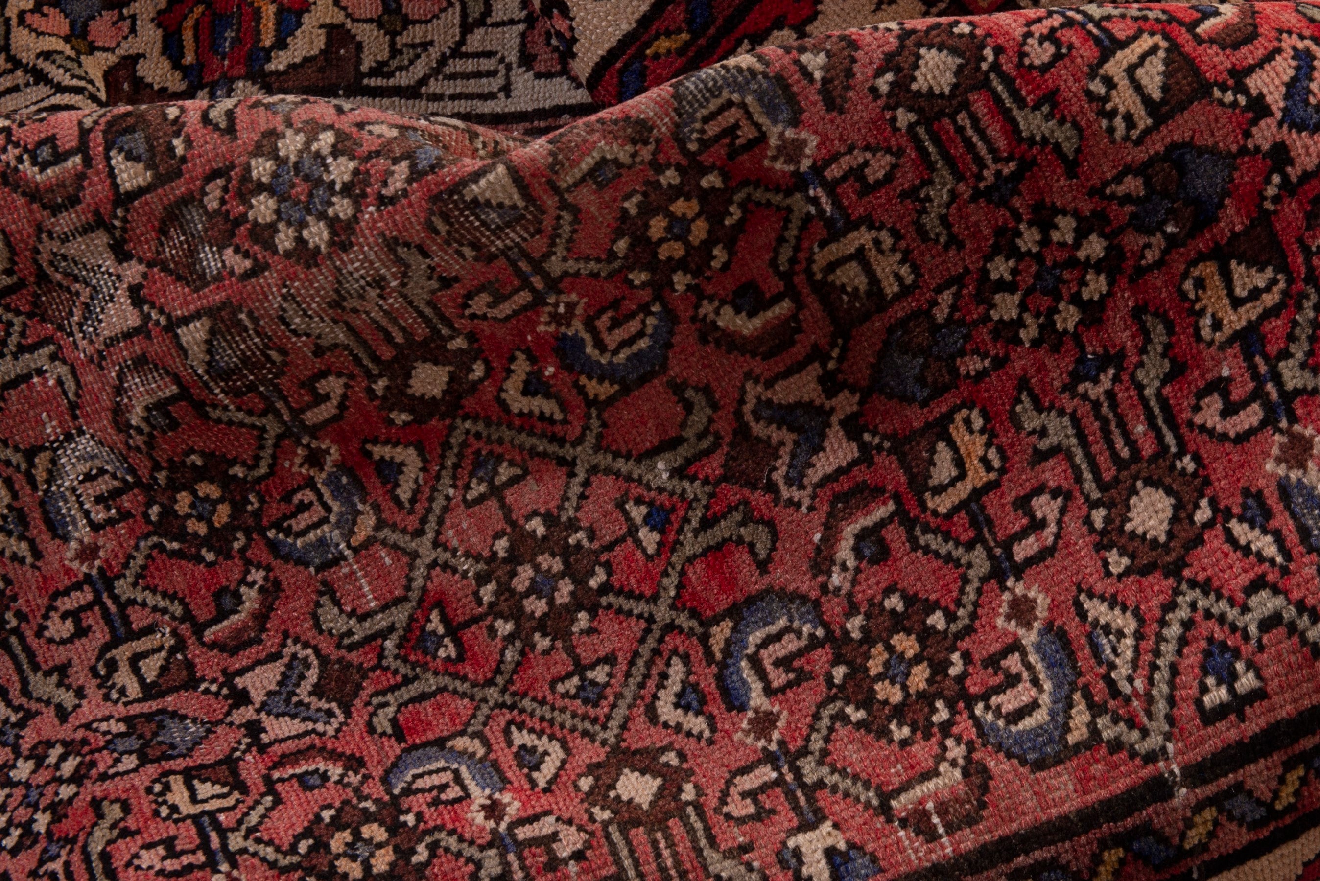 Persian Hamedan runner rug in deep red and cream, view 16 of 18