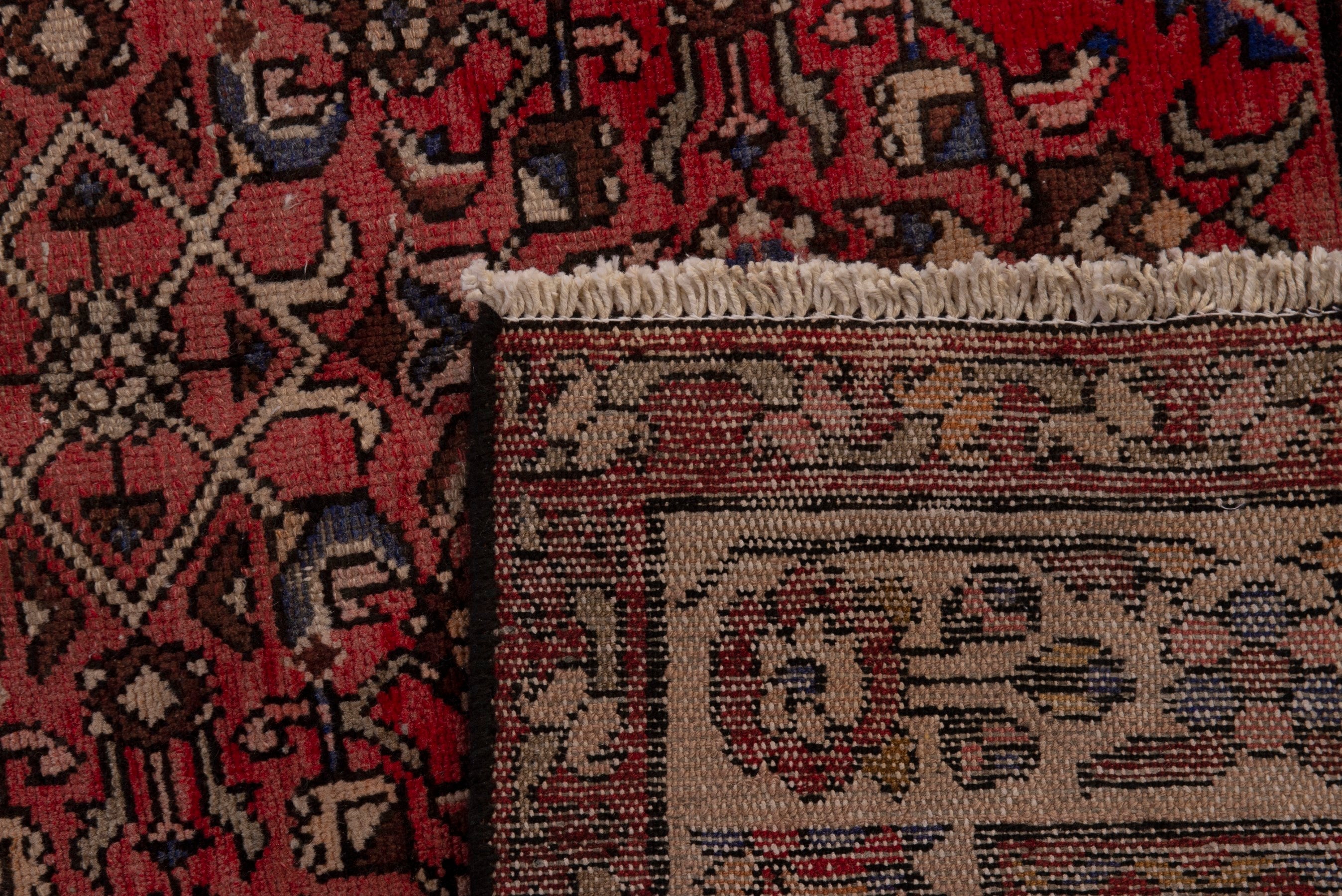 Persian Hamedan runner rug in deep red and cream, view 18 of 18