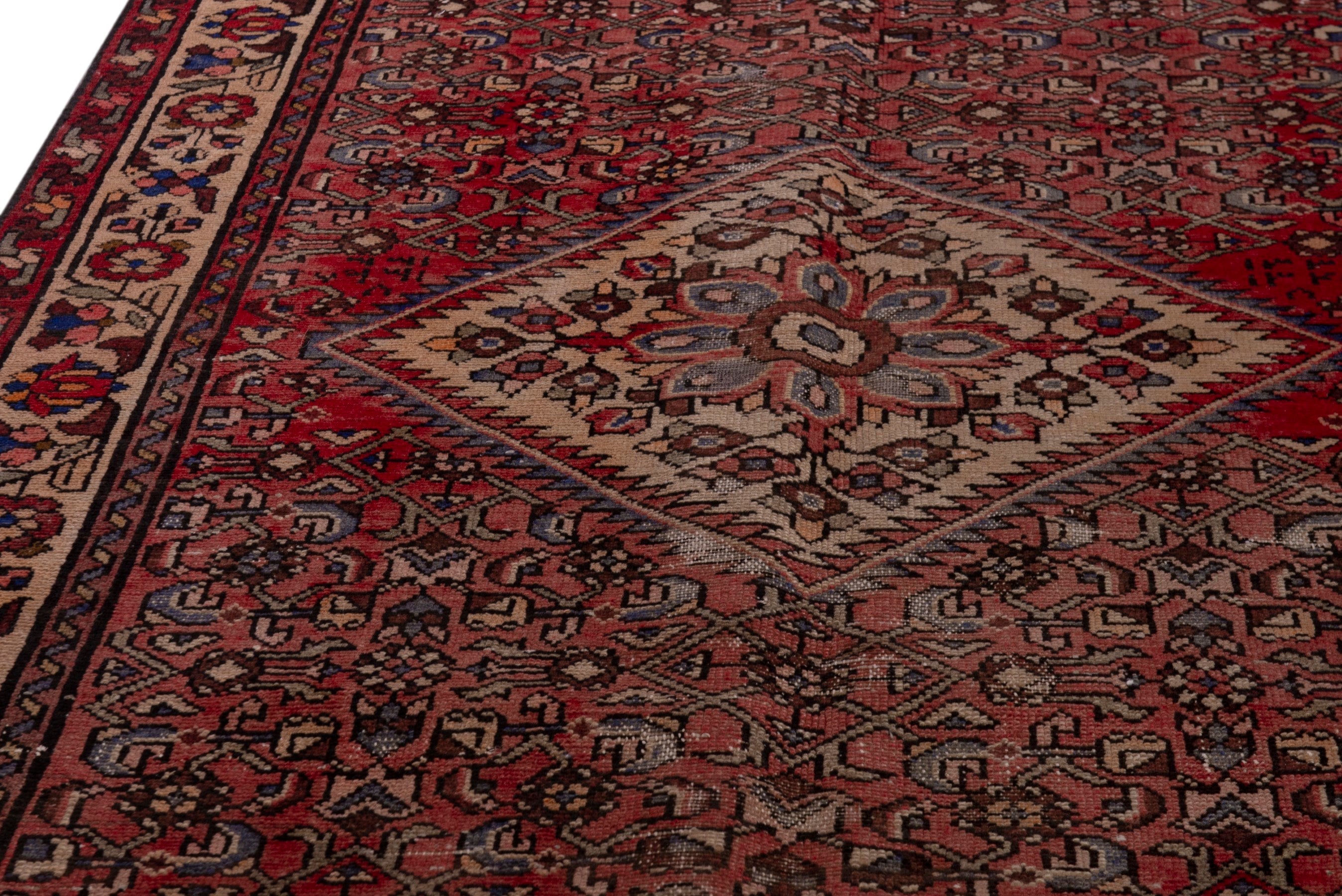 Persian Hamedan runner rug in deep red and cream, view 10 of 18