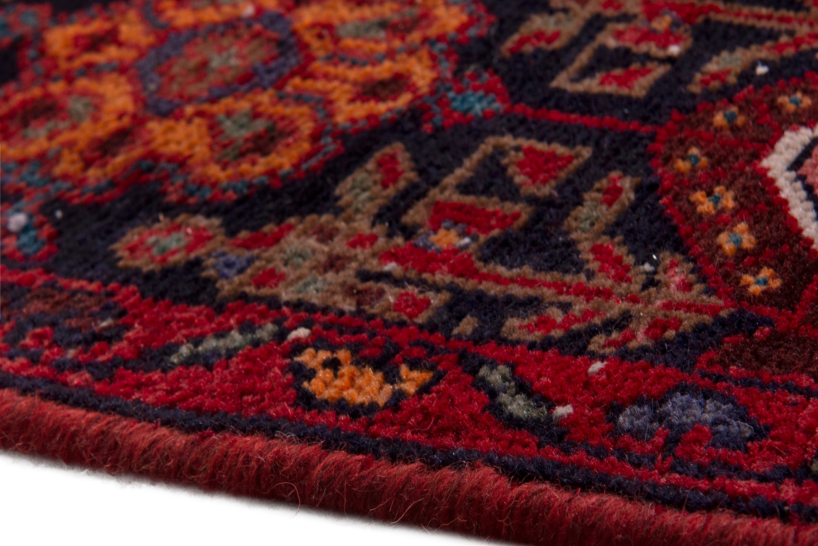 Persian Hamedan area rug in deep indigo and burgundy, view 11 of 19