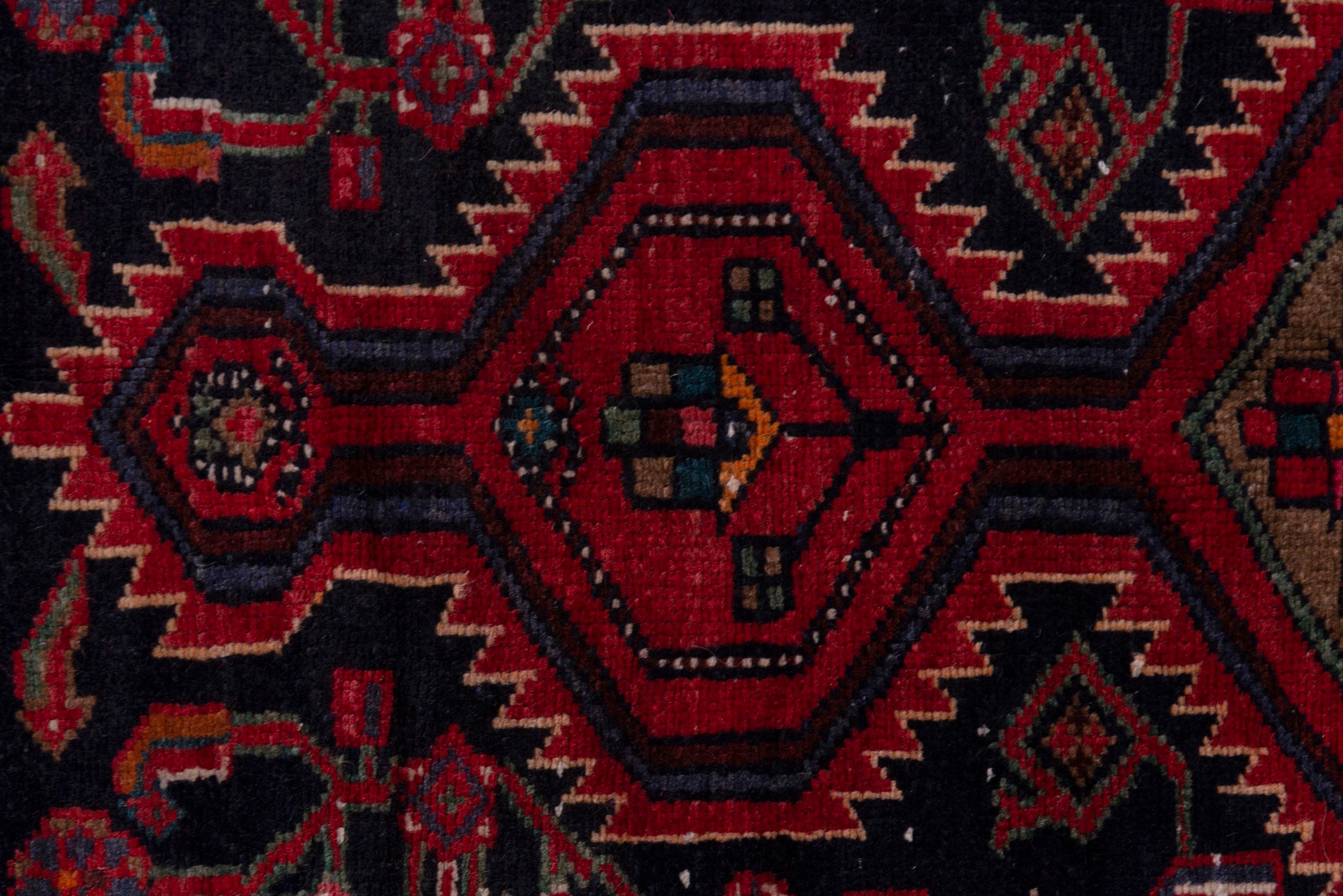 Persian Hamedan area rug in deep indigo and burgundy, view 13 of 19