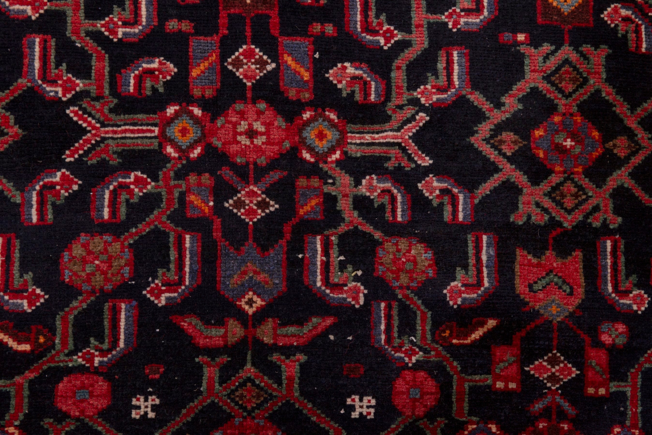 Persian Hamedan area rug in deep indigo and burgundy, view 14 of 19