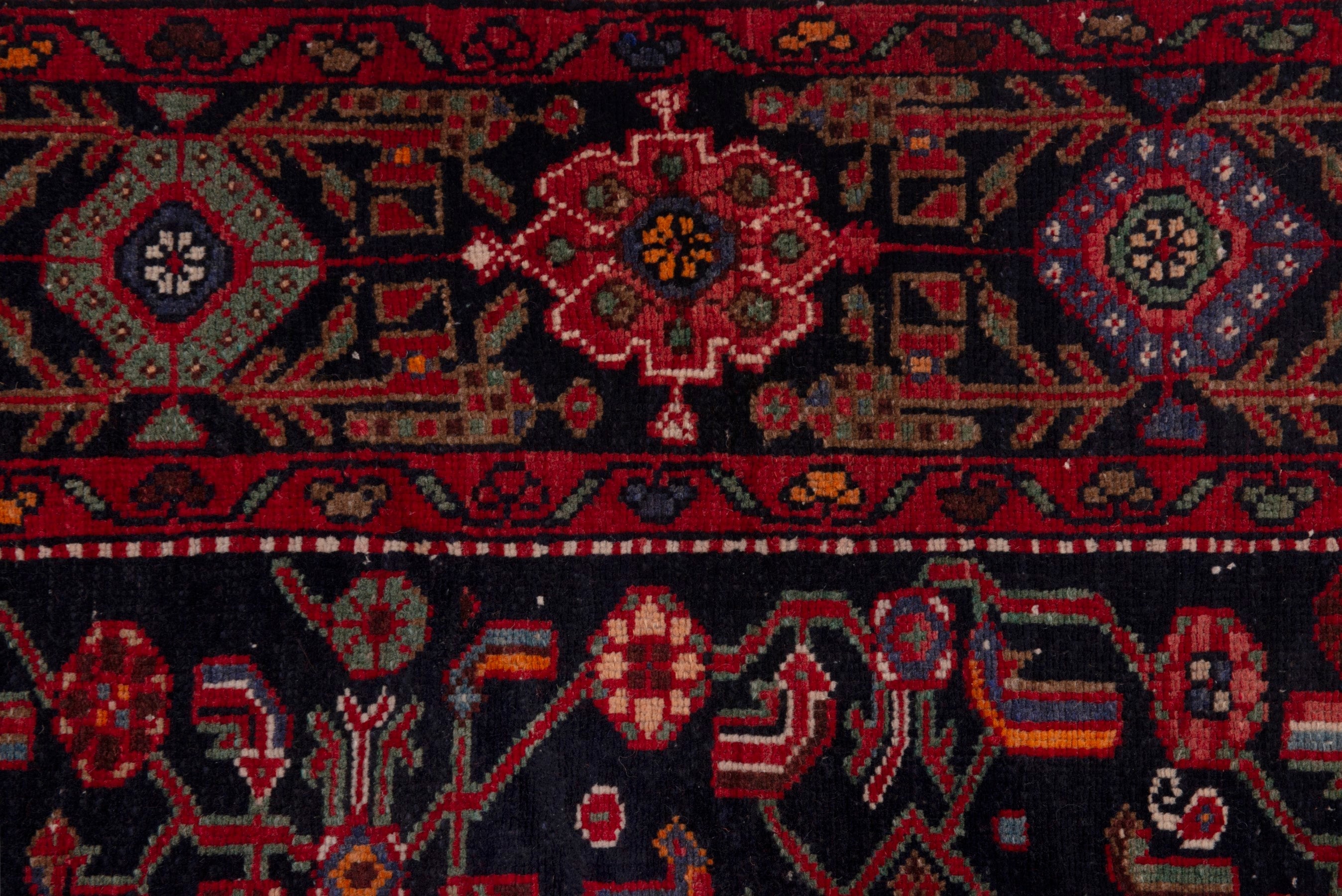 Persian Hamedan area rug in deep indigo and burgundy, view 15 of 19