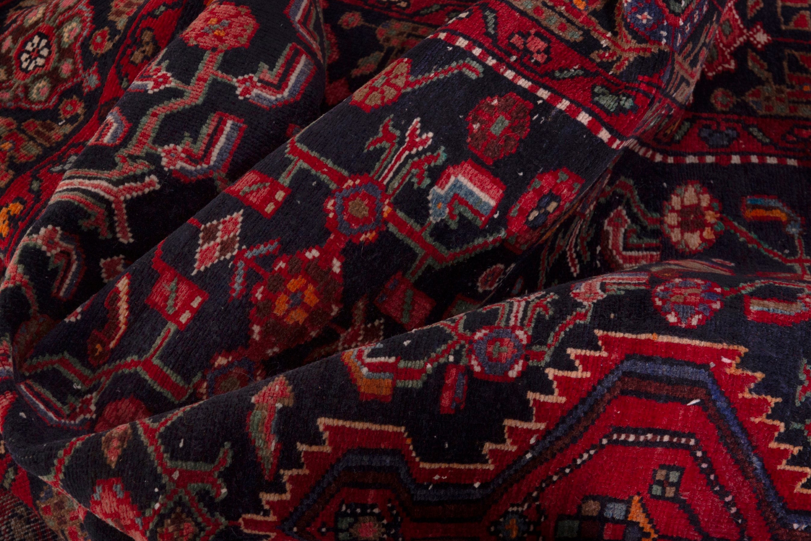 Persian Hamedan area rug in deep indigo and burgundy, view 16 of 19