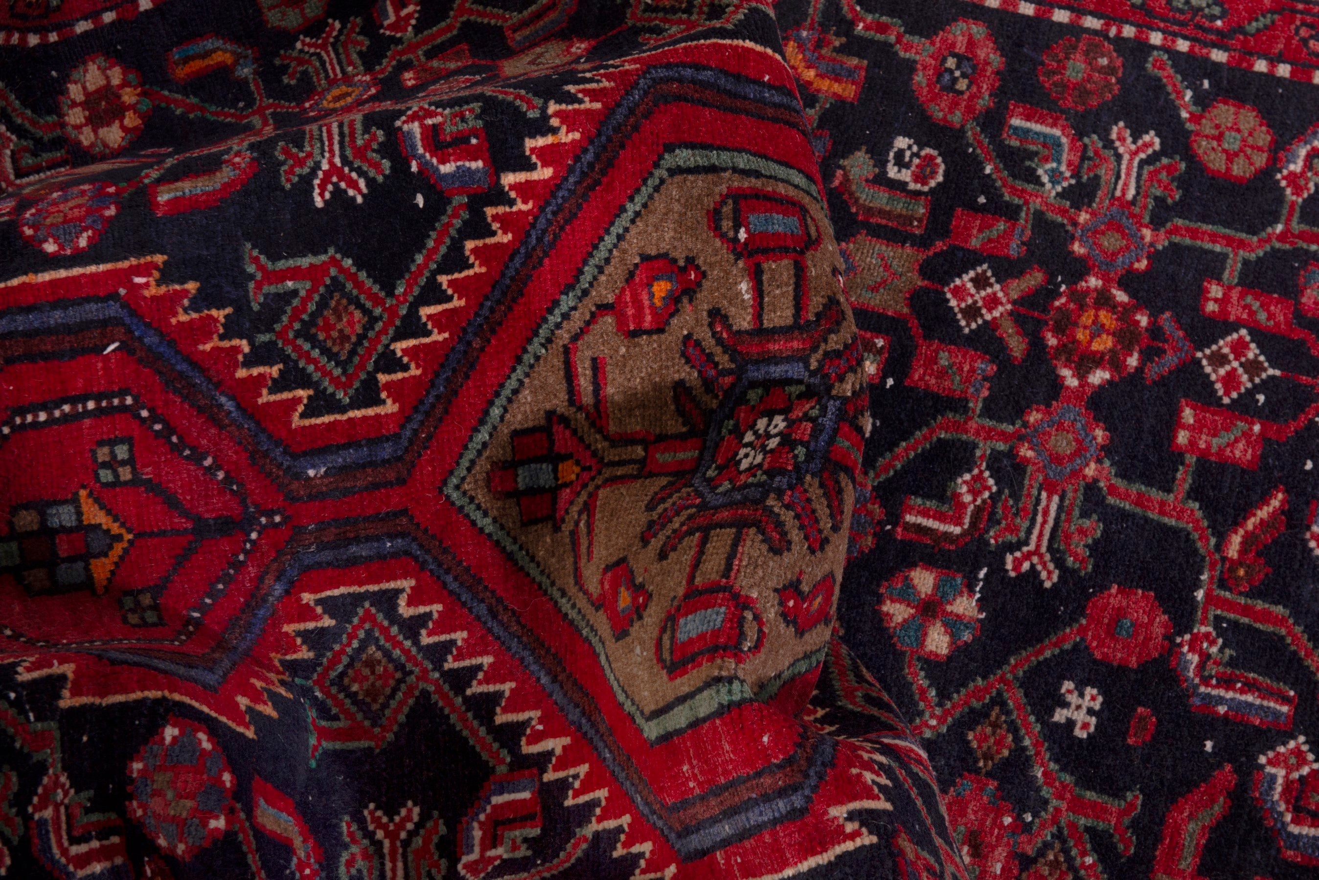 Persian Hamedan area rug in deep indigo and burgundy, view 17 of 19