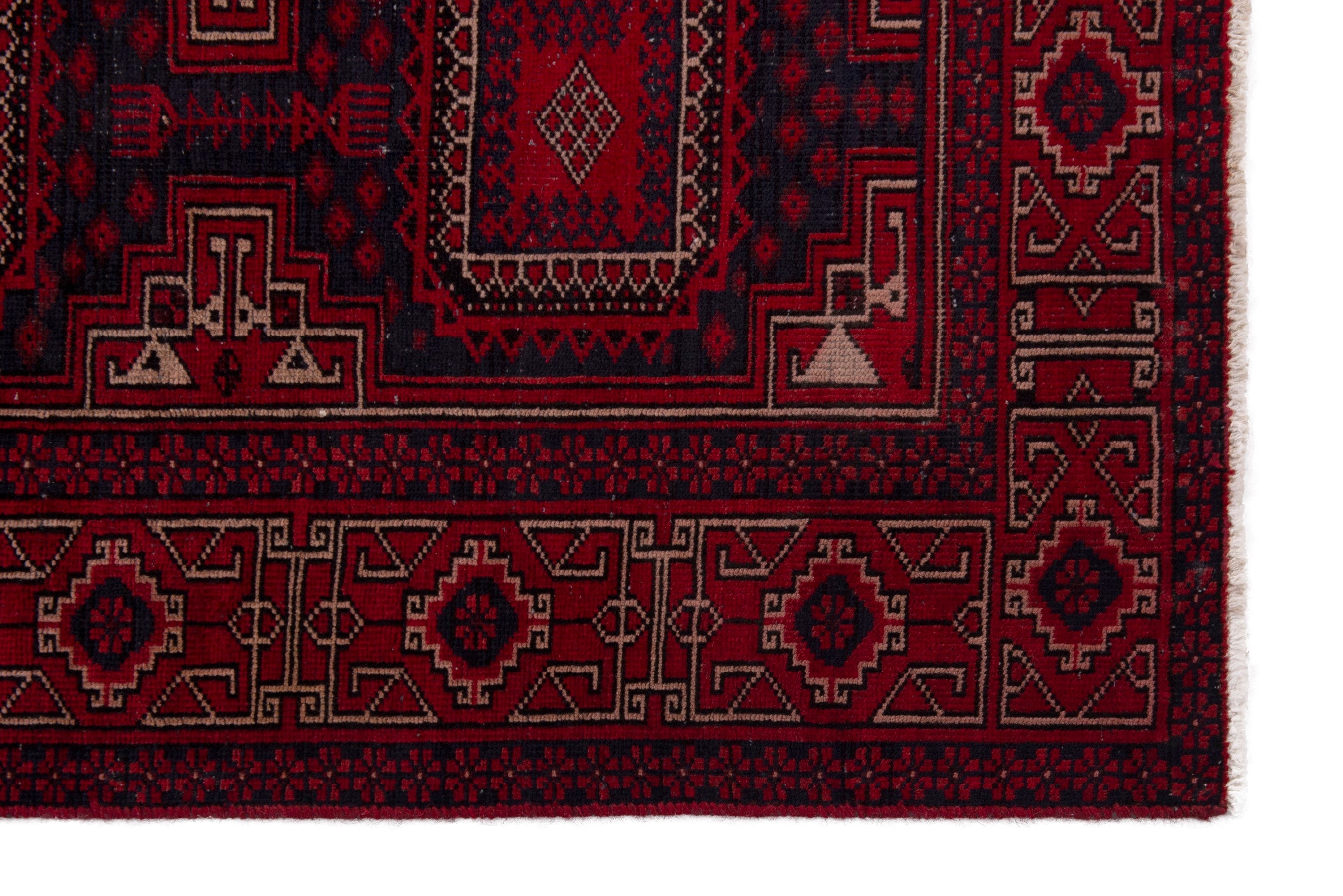 Persian Baluch runner rug in burgundy and deep red, view 5 of 21