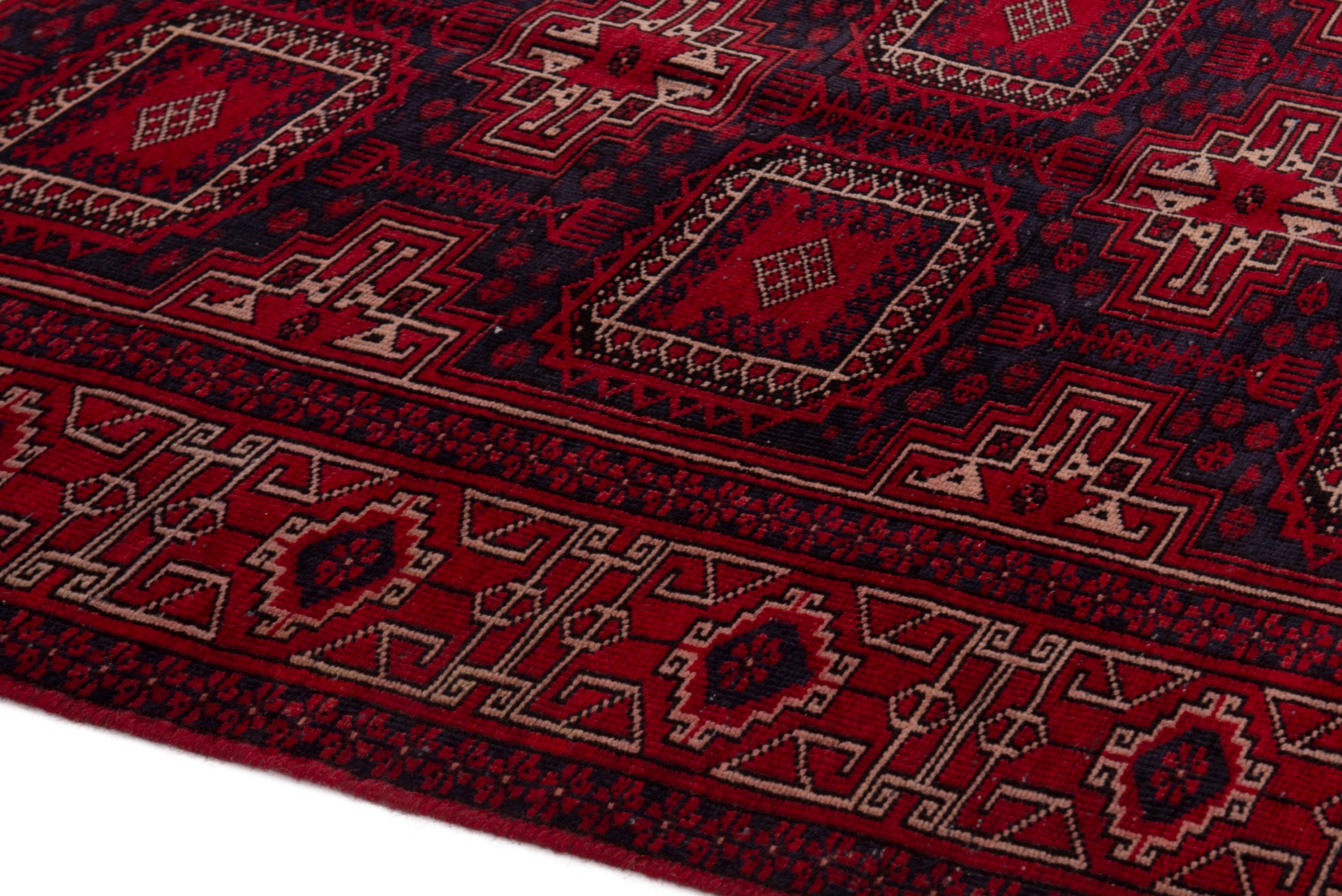 Persian Baluch runner rug in burgundy and deep red, view 8 of 21