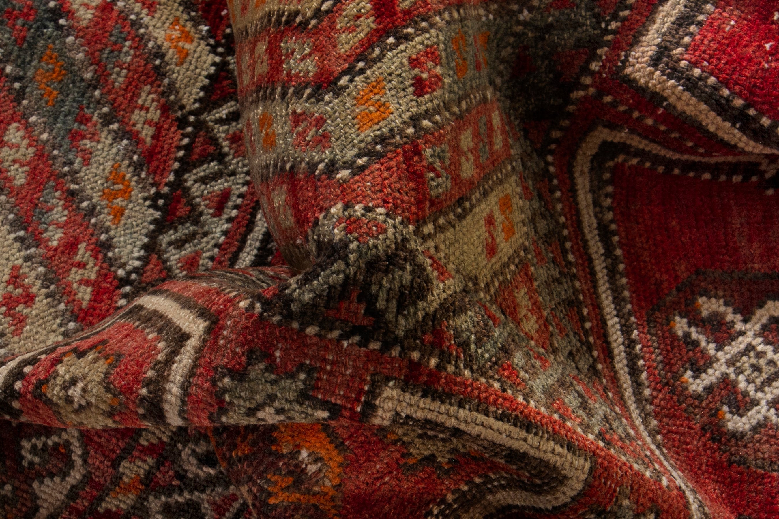 Persian Ghoochan area rug in deep red and rust, view 16 of 19