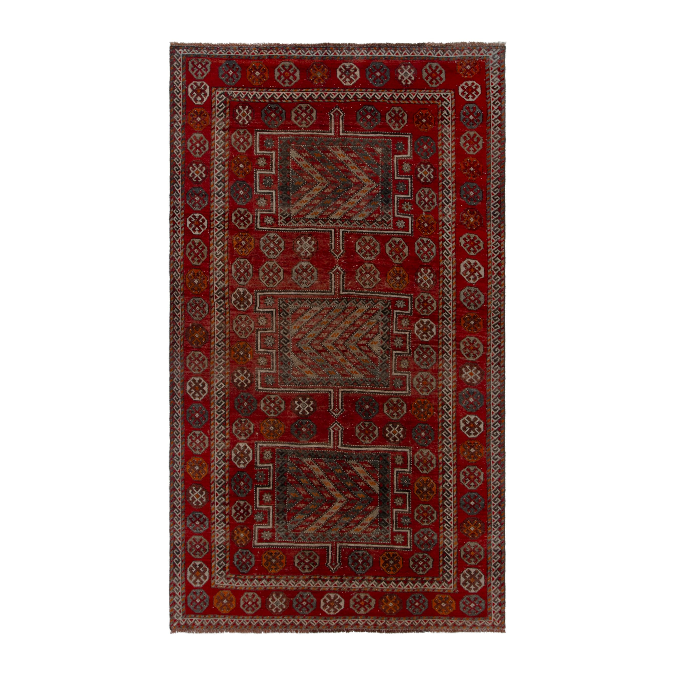 Persian Ghoochan area rug in deep red and rust, 5'4" x 9'7"
