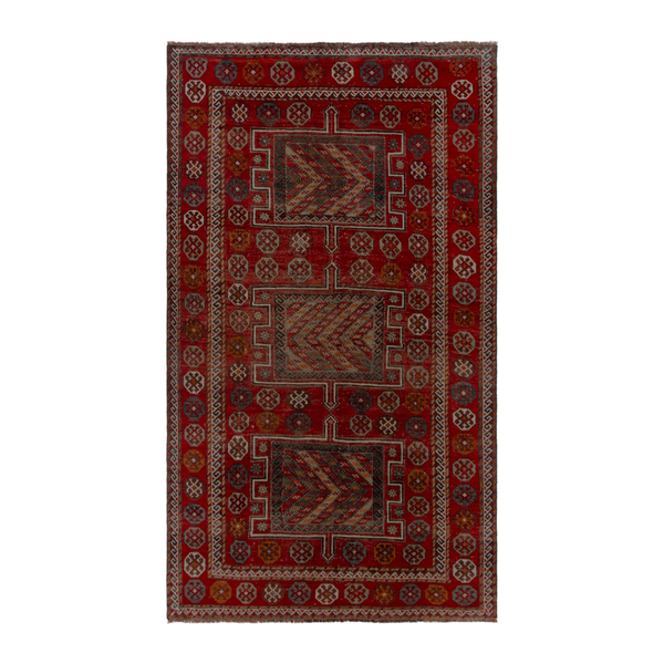 Persian Ghoochan area rug in deep red and rust, 5'4" x 9'7"