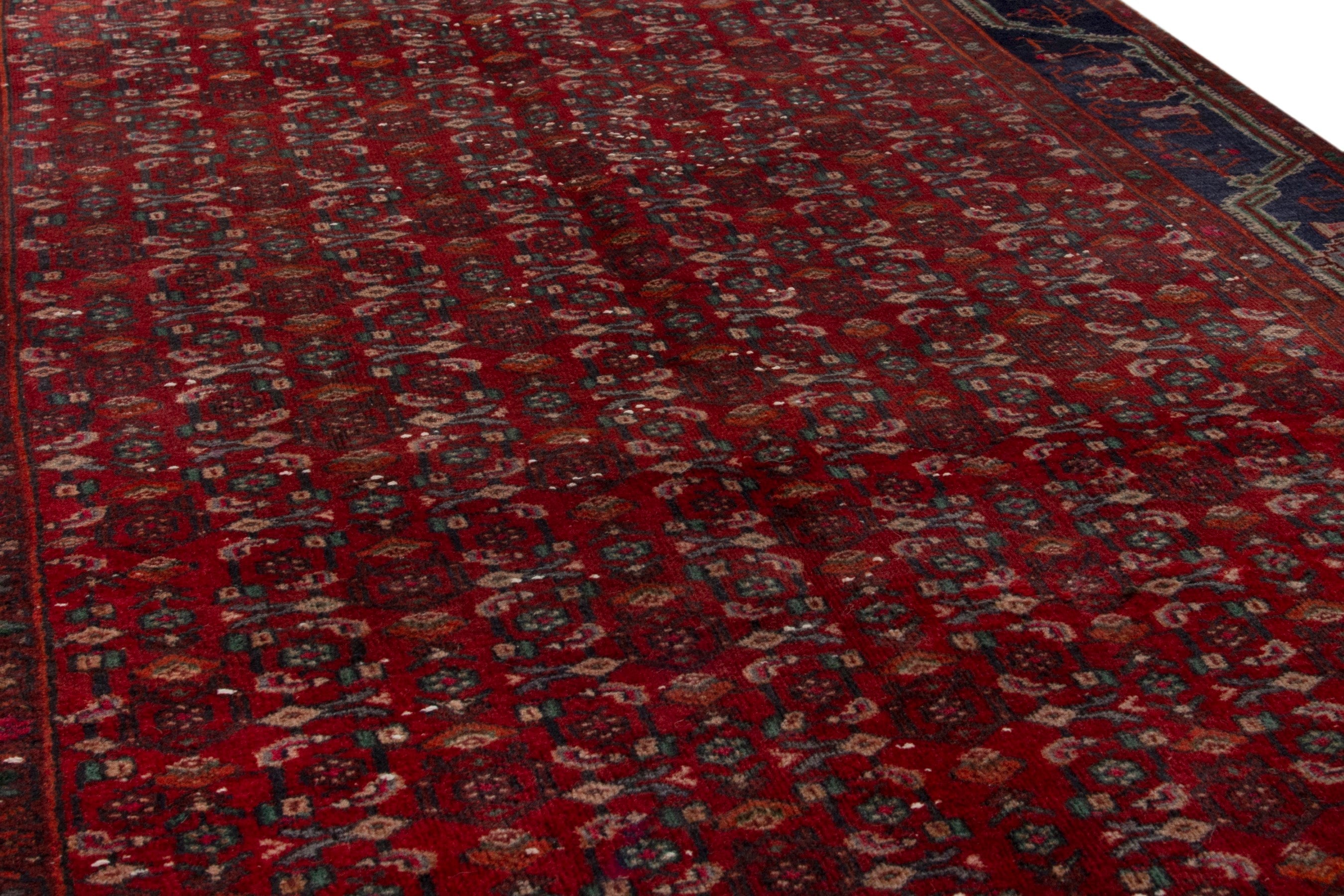 Persian Kordi area rug in deep red and dark blue, view 11 of 18