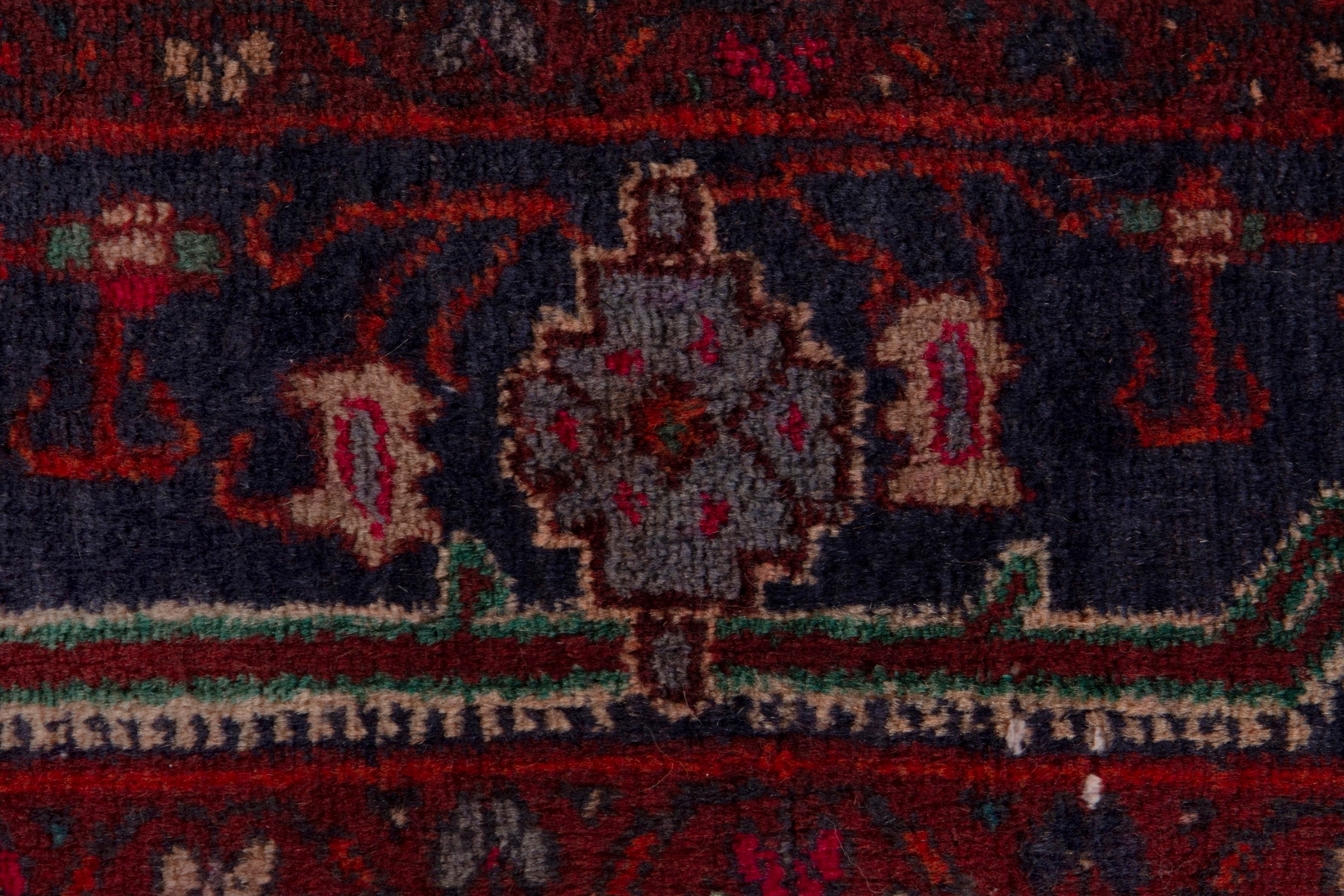 Persian Kordi area rug in deep red and dark blue, view 13 of 18