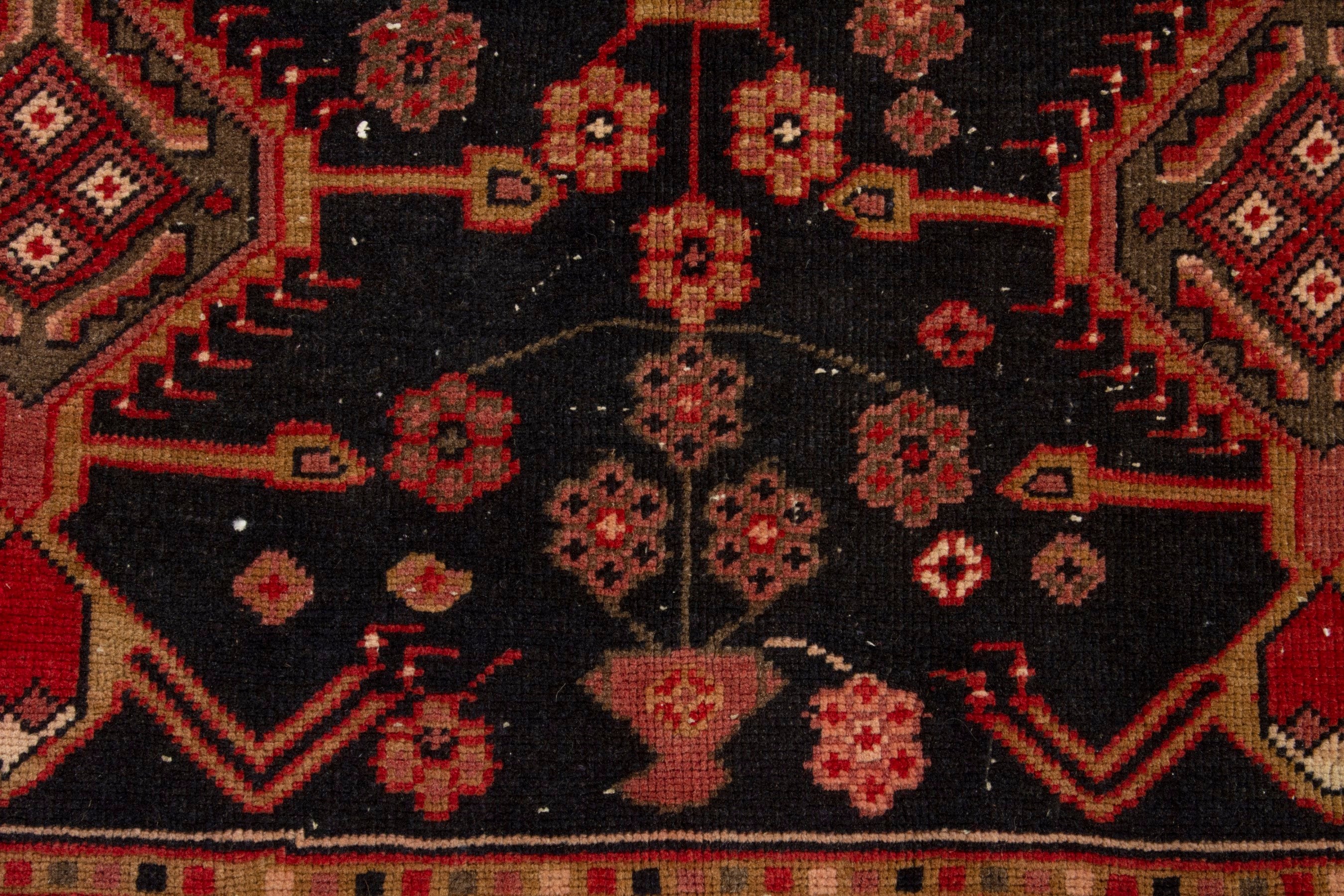 Persian Ardabil area rug in navy and deep red, view 12 of 19