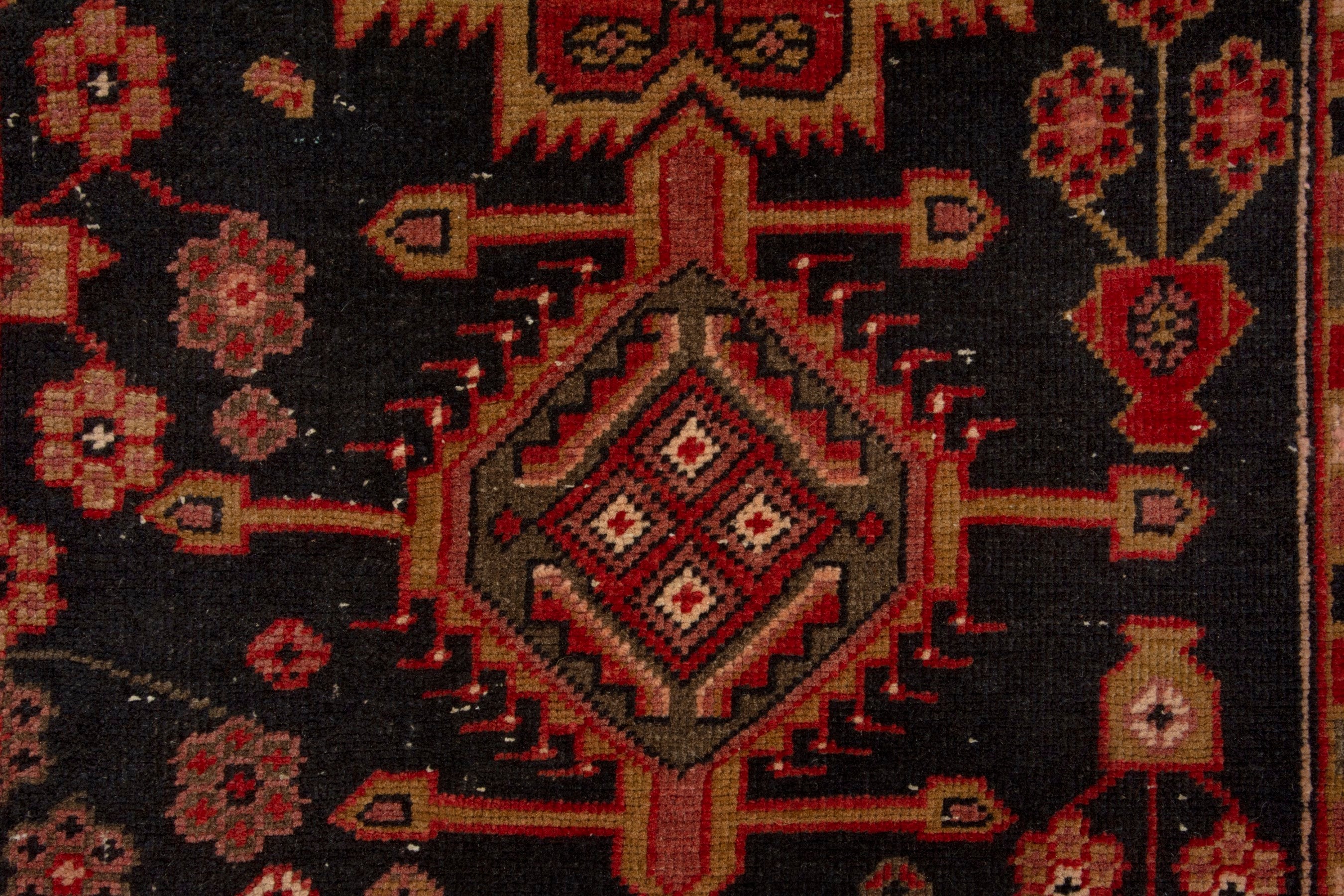 Persian Ardabil area rug in navy and deep red, view 13 of 19