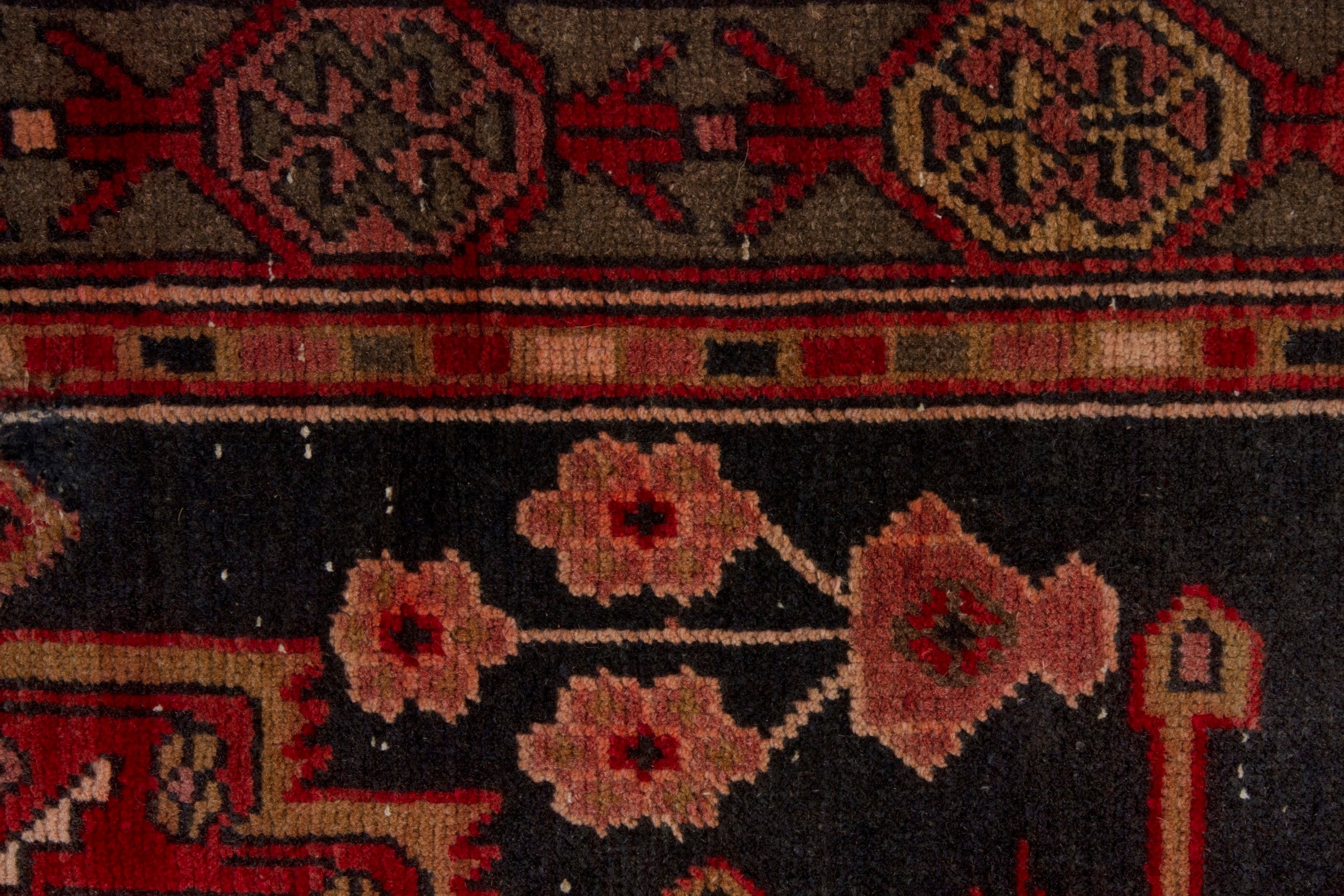 Persian Ardabil area rug in navy and deep red, view 15 of 19
