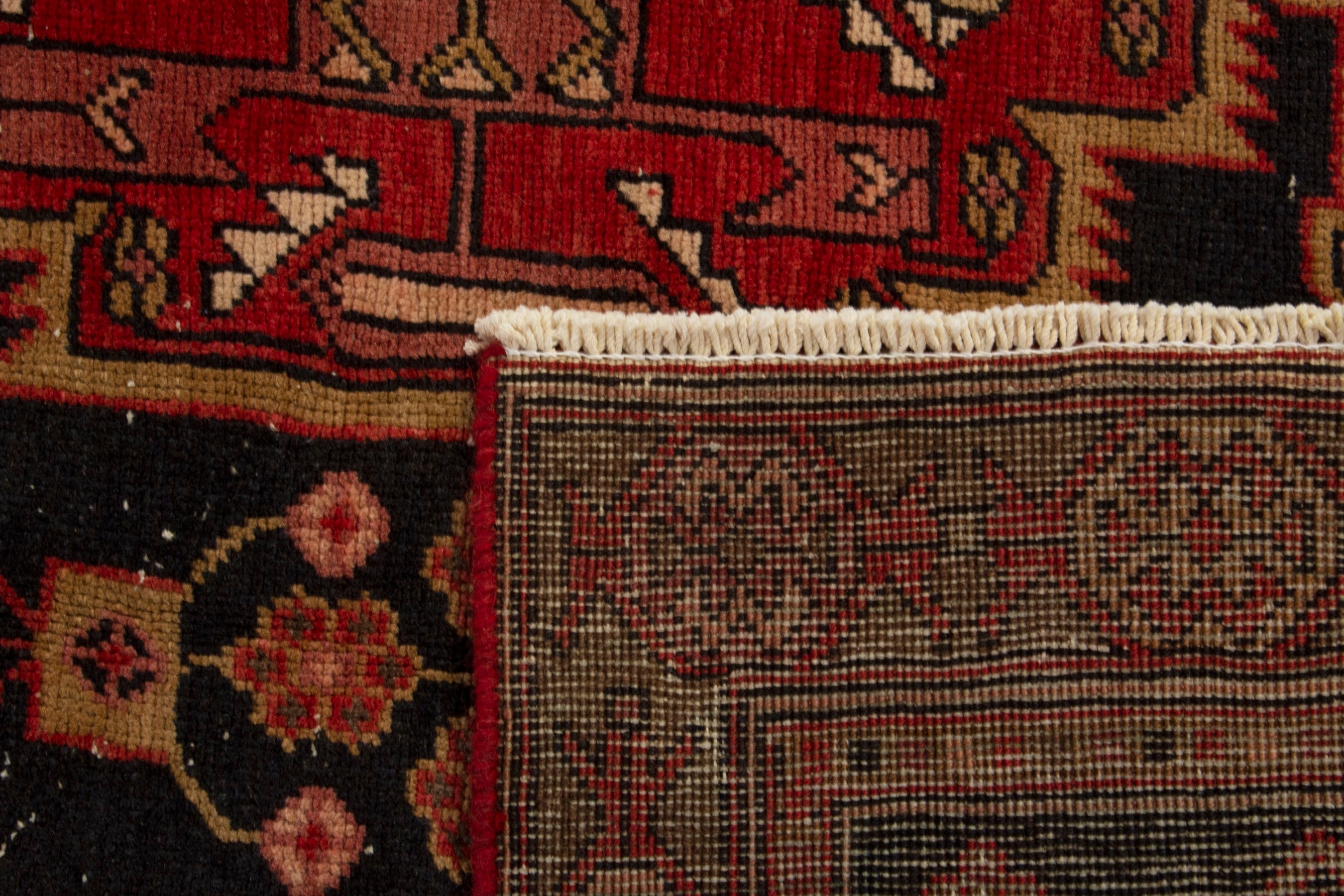 Persian Ardabil area rug in navy and deep red, view 19 of 19